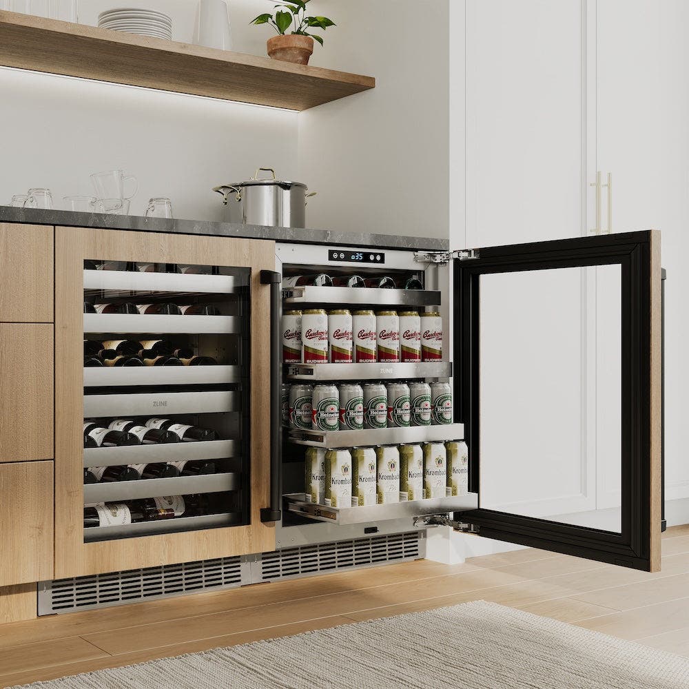 Zline RBSPOZ24MB Panel Ready With Glass Door And Matte Black Handle