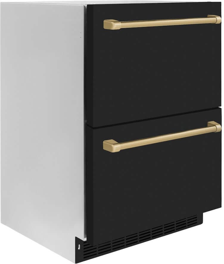 Zline RDSOZBLM24CB Black Matte Doors And Champagne Bronze Handles