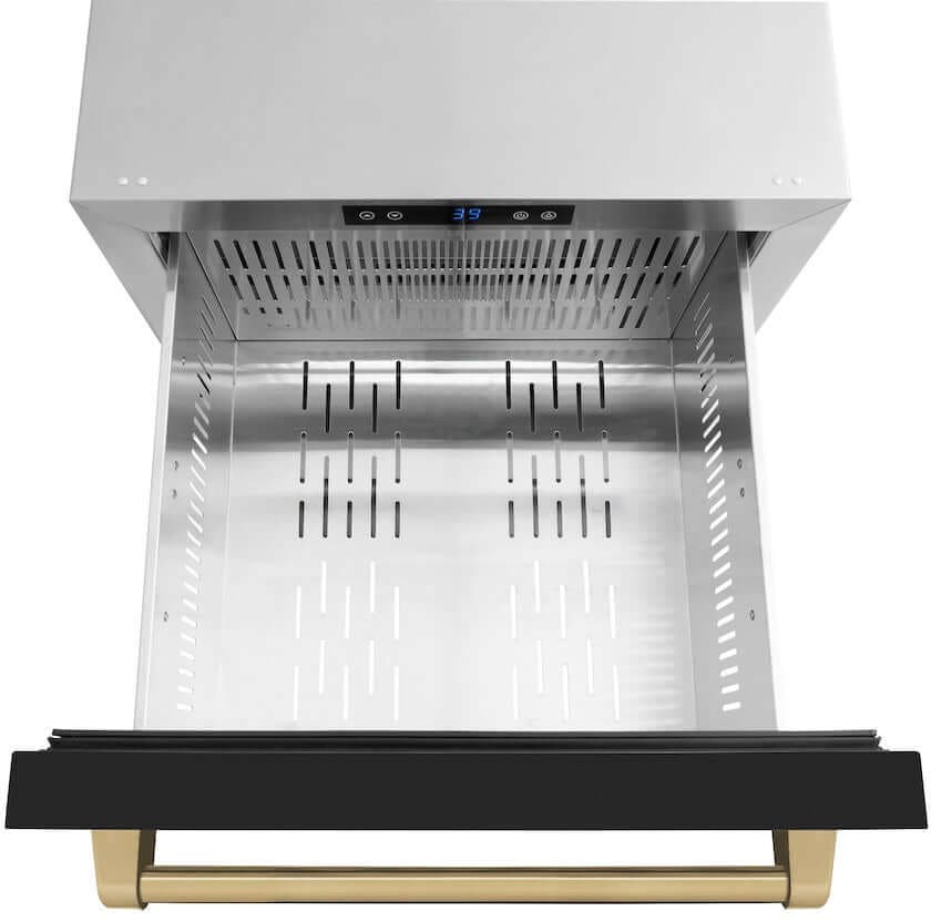 Zline RDSOZBLM24CB Black Matte Doors And Champagne Bronze Handles