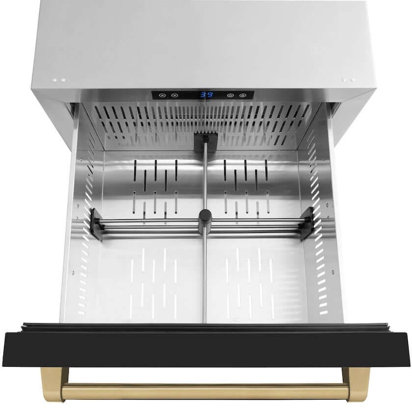 Zline RDSOZBLM24CB Black Matte Doors And Champagne Bronze Handles