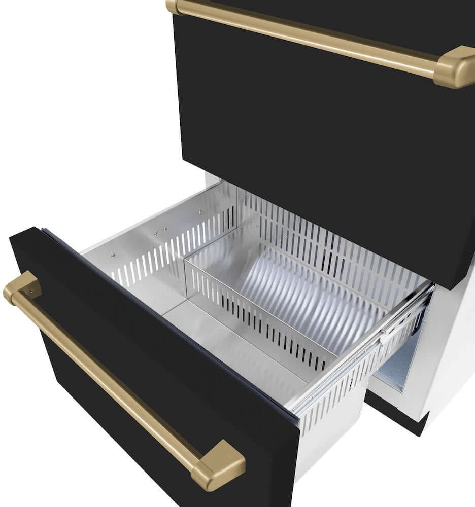 Zline RDSOZBLM24CB Black Matte Doors And Champagne Bronze Handles