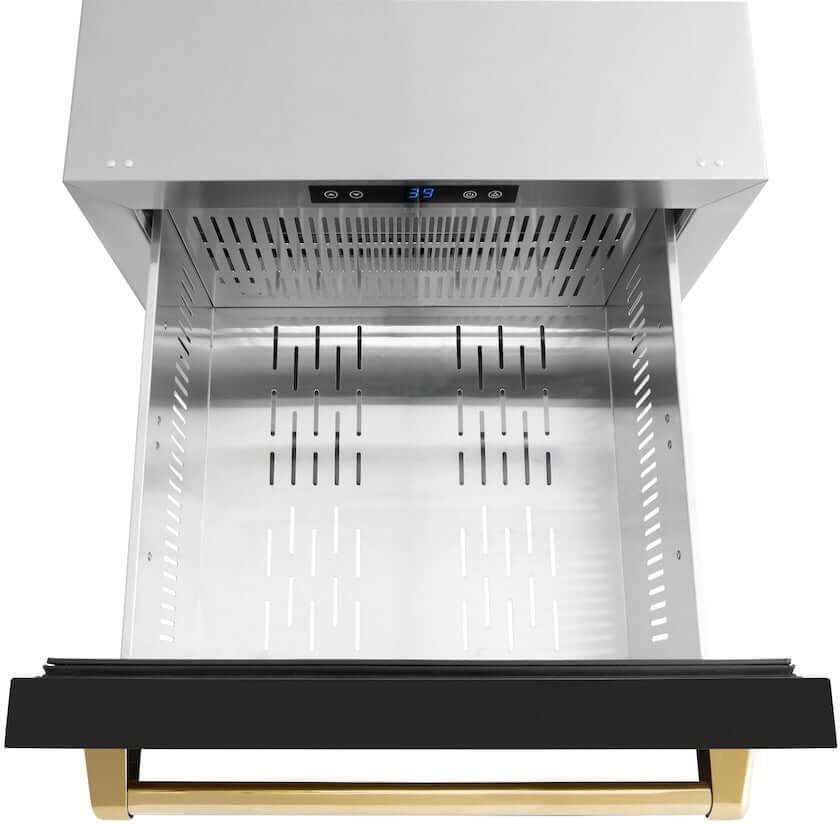 Zline RDSOZBLM24G Black Matte Doors And Polished Gold Handles