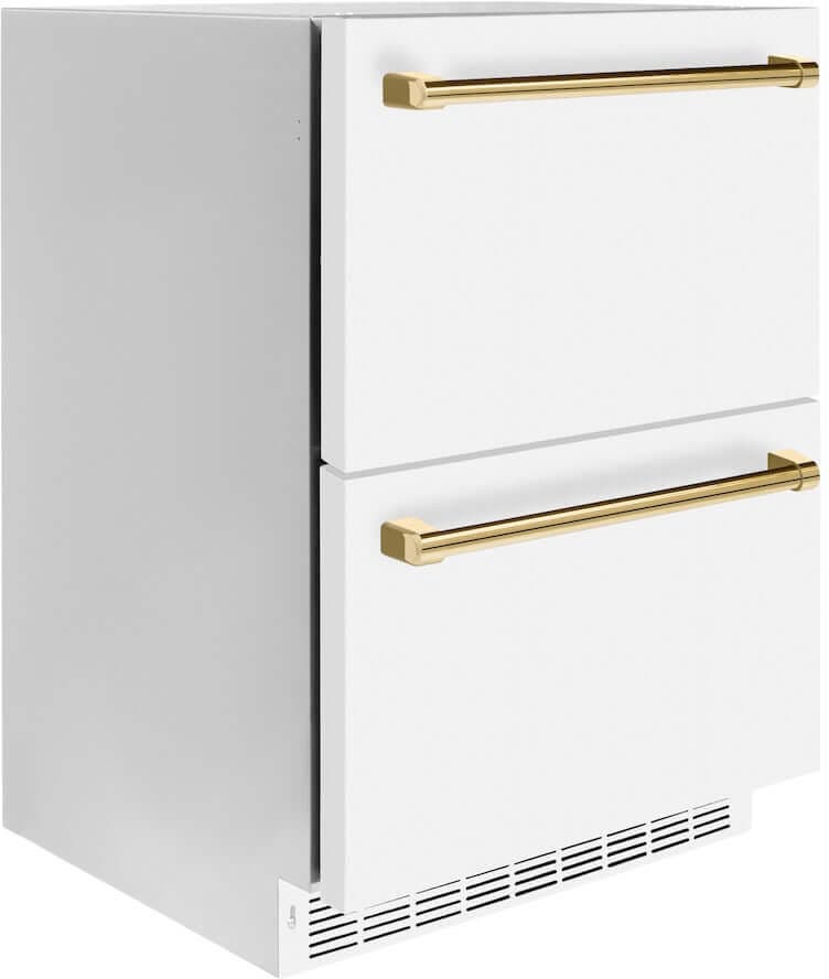 Zline RDSOZWM24G White Matte Doors And Polished Gold Handles
