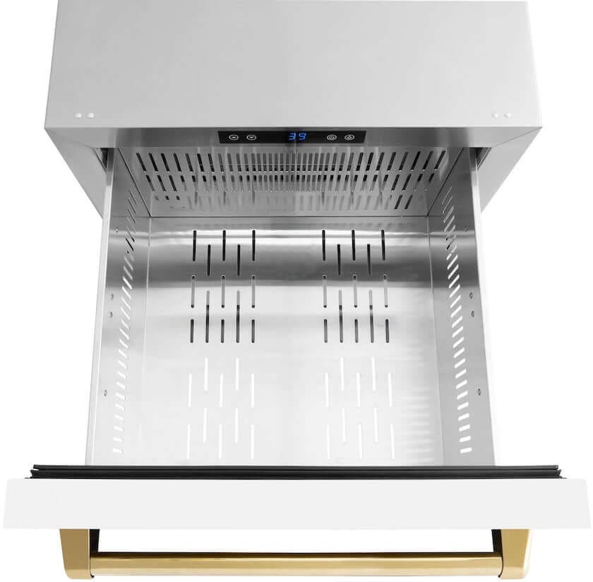 Zline RDSOZWM24G White Matte Doors And Polished Gold Handles