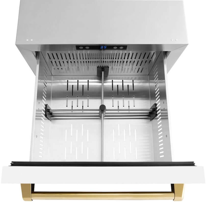 Zline RDSOZWM24G White Matte Doors And Polished Gold Handles