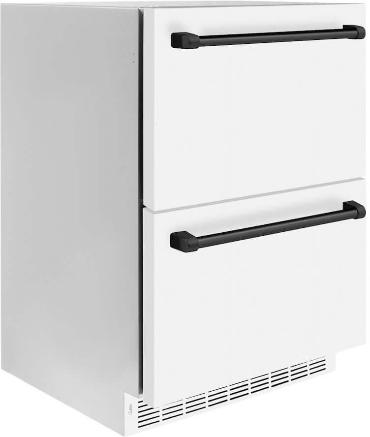 Zline RDSOZWM24MB White Matte Doors And Matte Black Handles