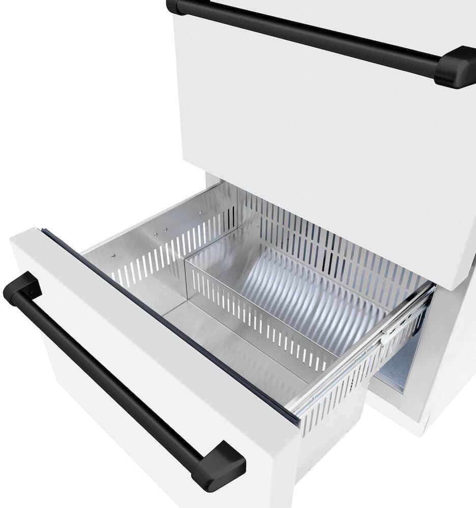 Zline RDSOZWM24MB White Matte Doors And Matte Black Handles