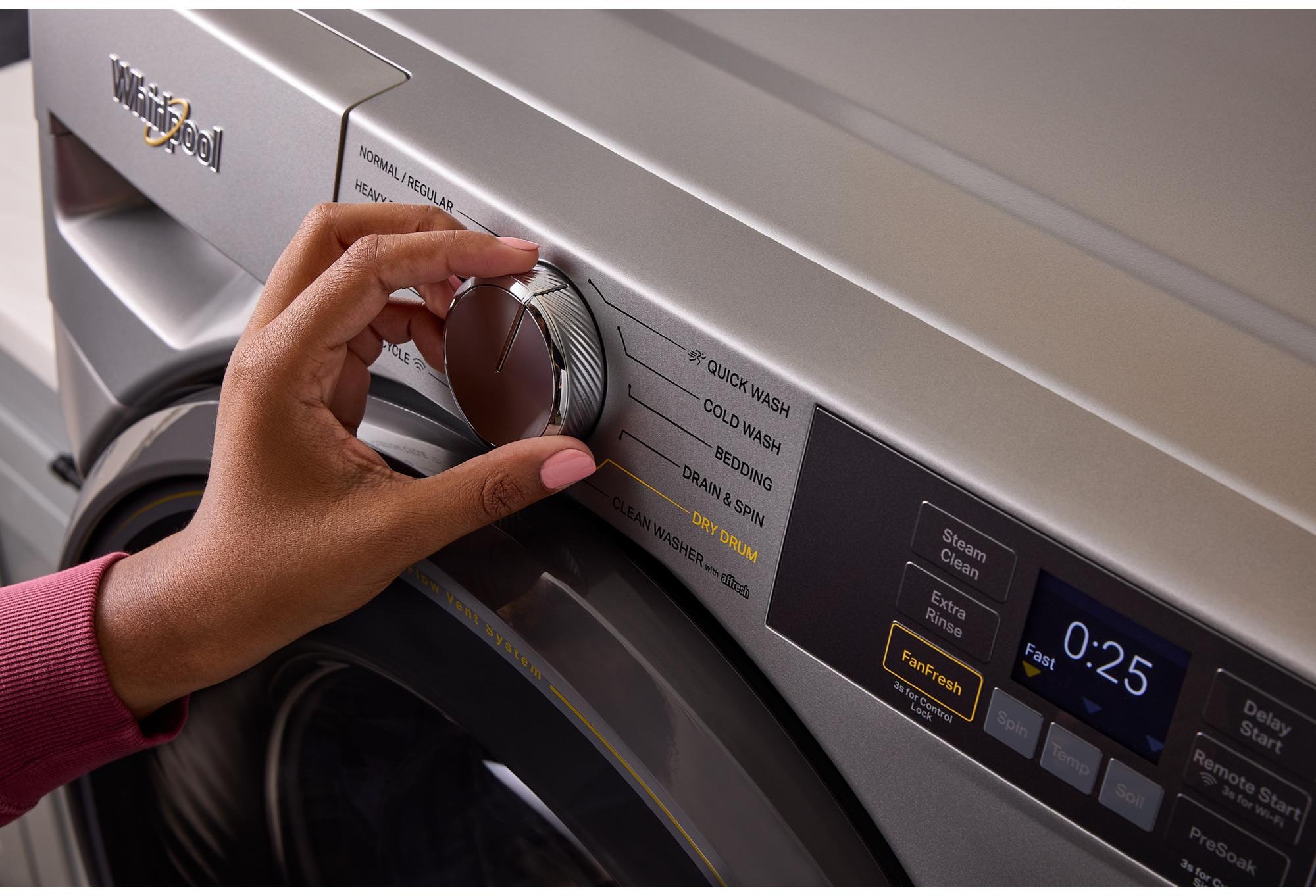 Whirlpool Stacked Front Load Washer and Gas Dryer Pair in Radiant