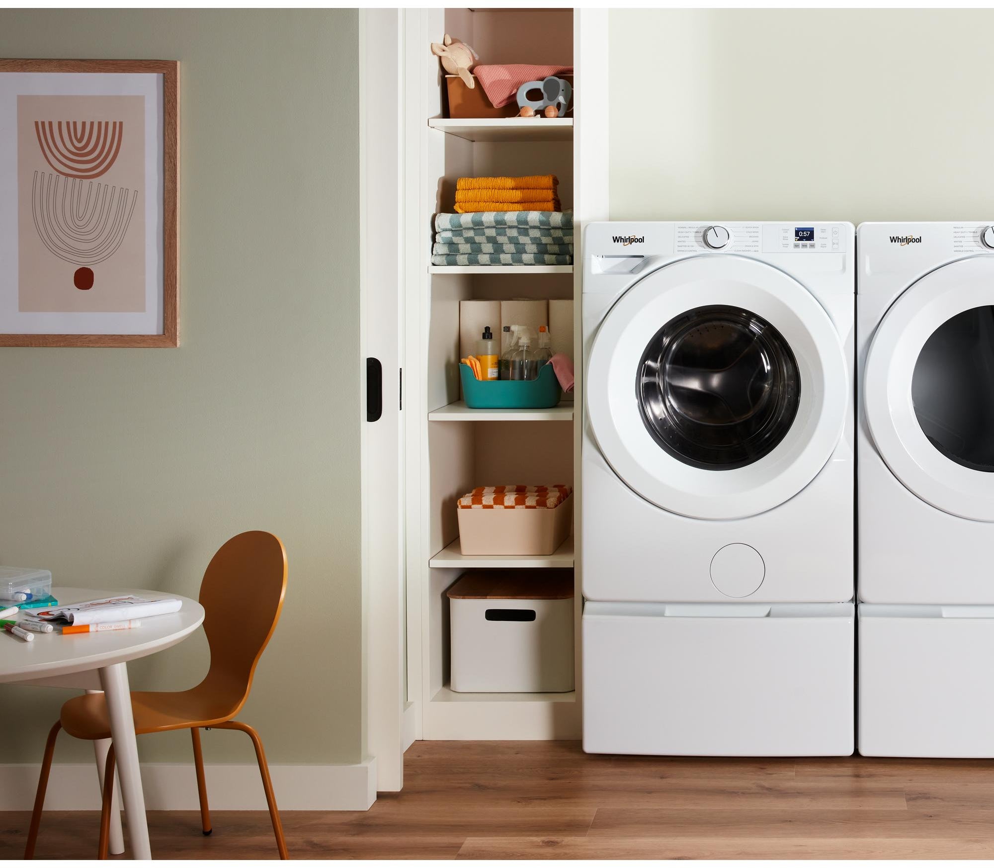 Whirlpool Stacked Front Load Washer and Gas Dryer Pair in White