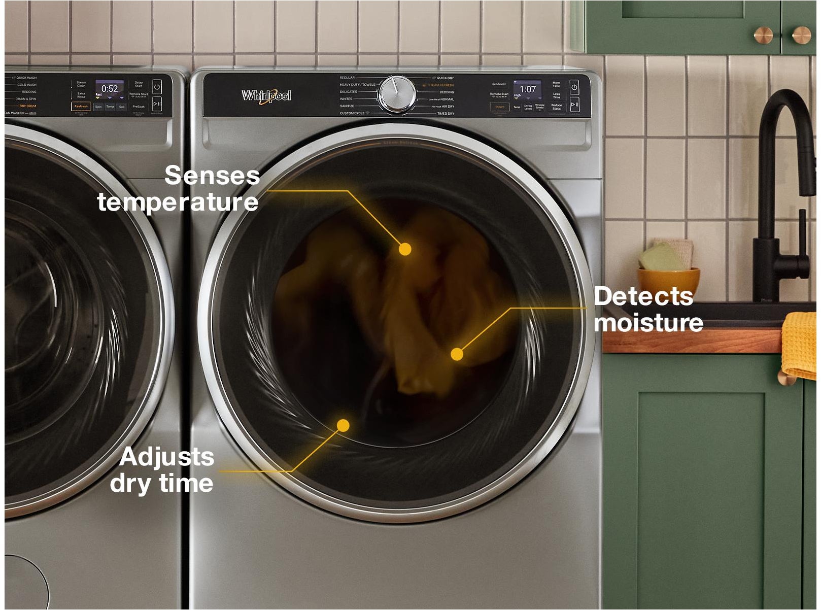 Whirlpool Side by Side Front Load Washer and Gas Dryer Pair in