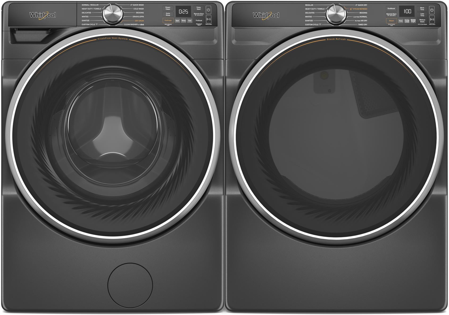 Whirlpool Side by Side Front Load Washer and Gas Dryer Pair in