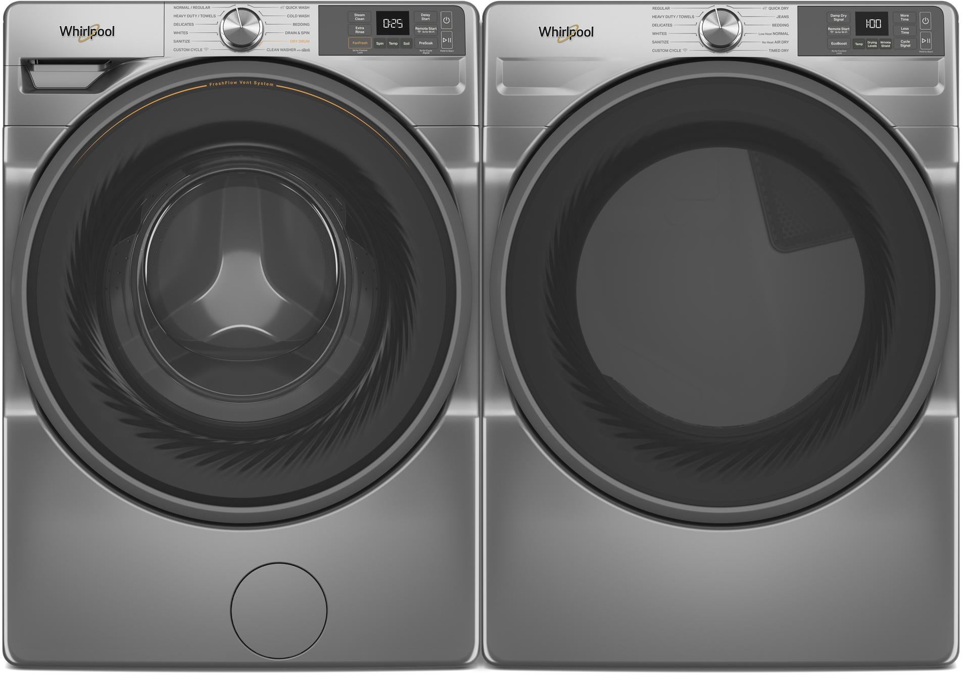 Whirlpool Side by Side Front Load Washer and Gas Dryer Pair in