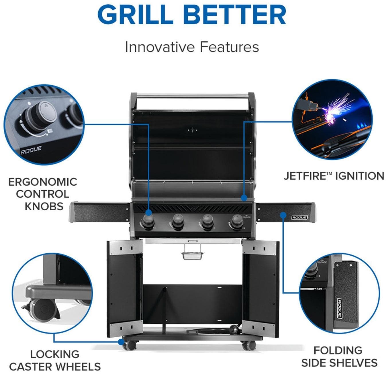 Napoleon R525PK2SS Black With Stainless Steel Grids, Liquid Propane