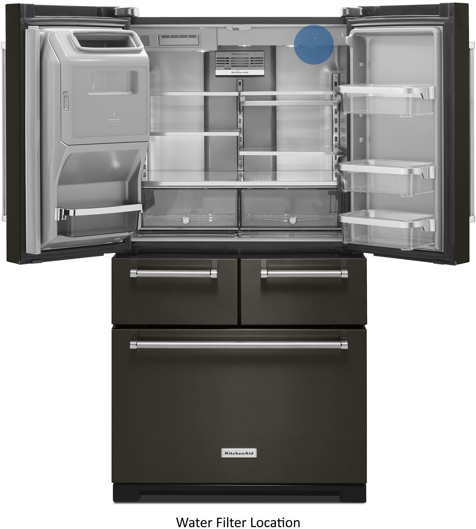 KitchenAid KRMF706EBS Black Stainless Steel, Print Shield