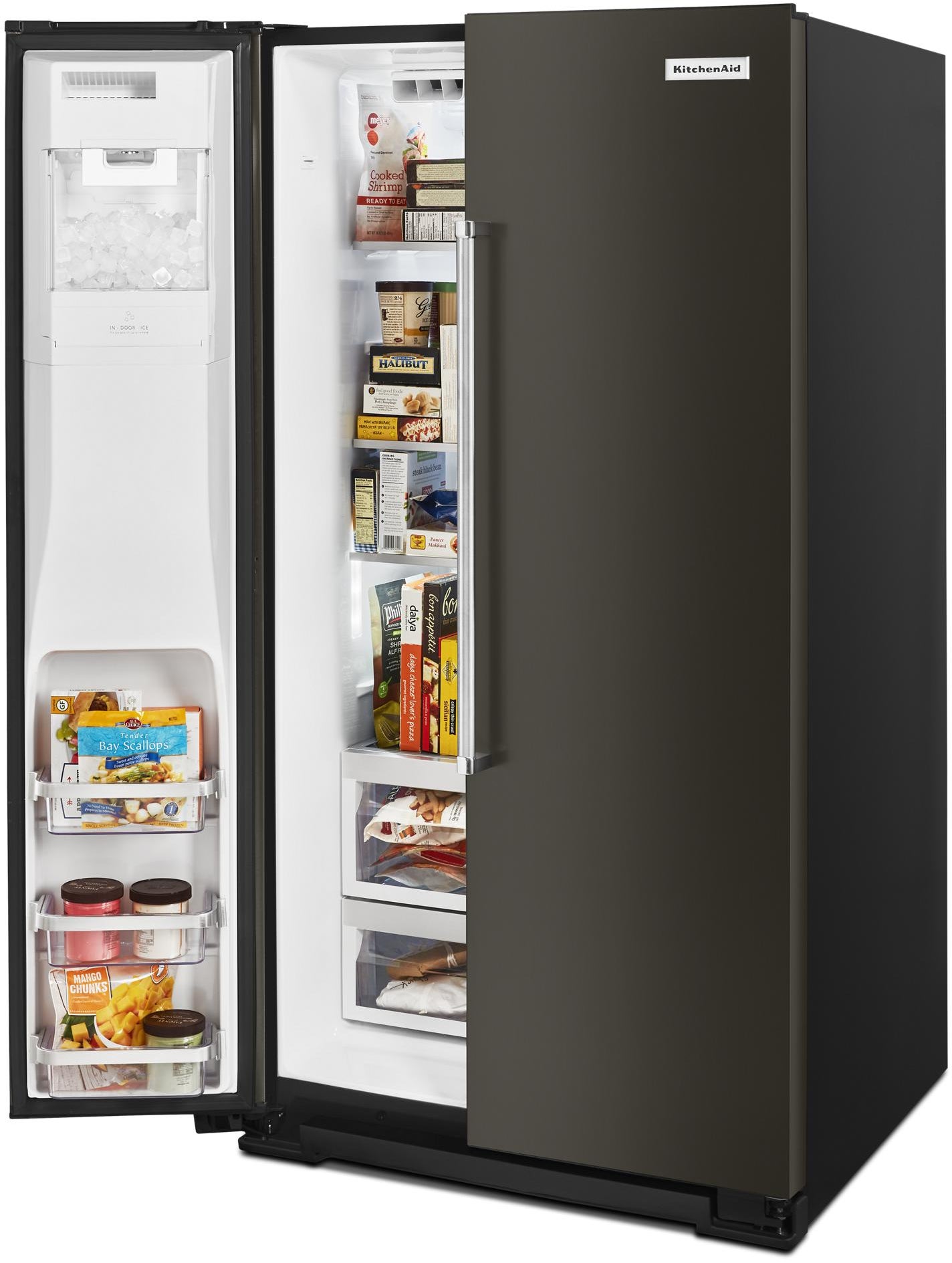房 KitchenAid KRSF705HBS 36 Inch Side-by-Side Refrigerator Black