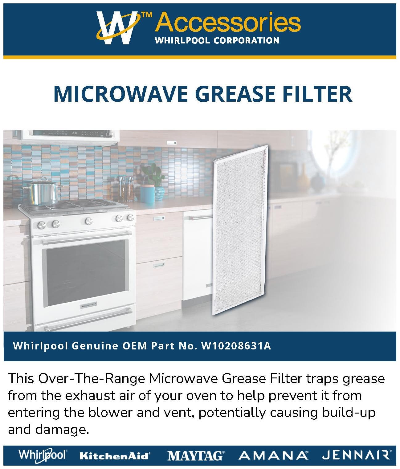 Whirlpool W10208631A Microwave Hood Grease