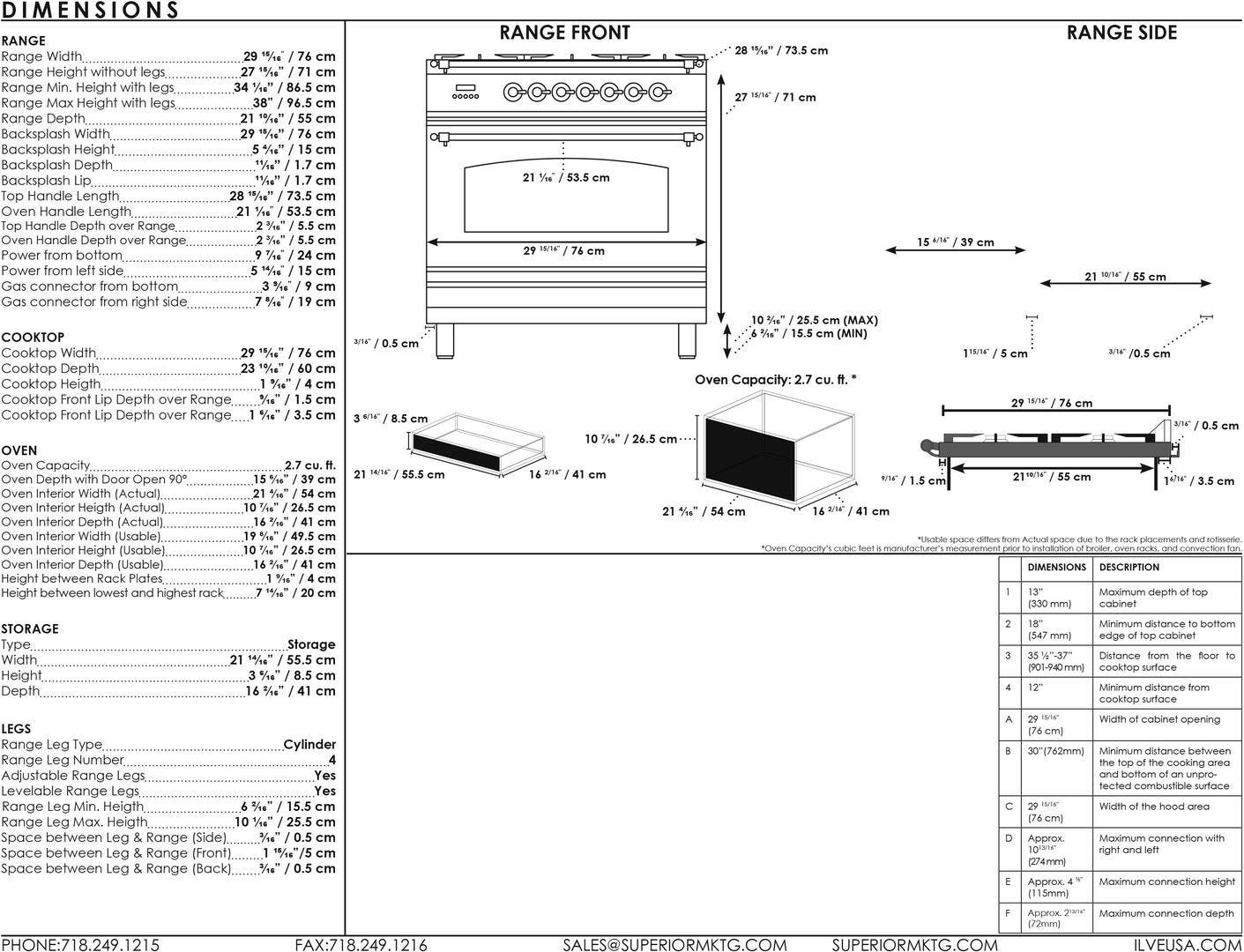 Ilve UPN76DVGGMX Matte Graphite, Chrome Trim