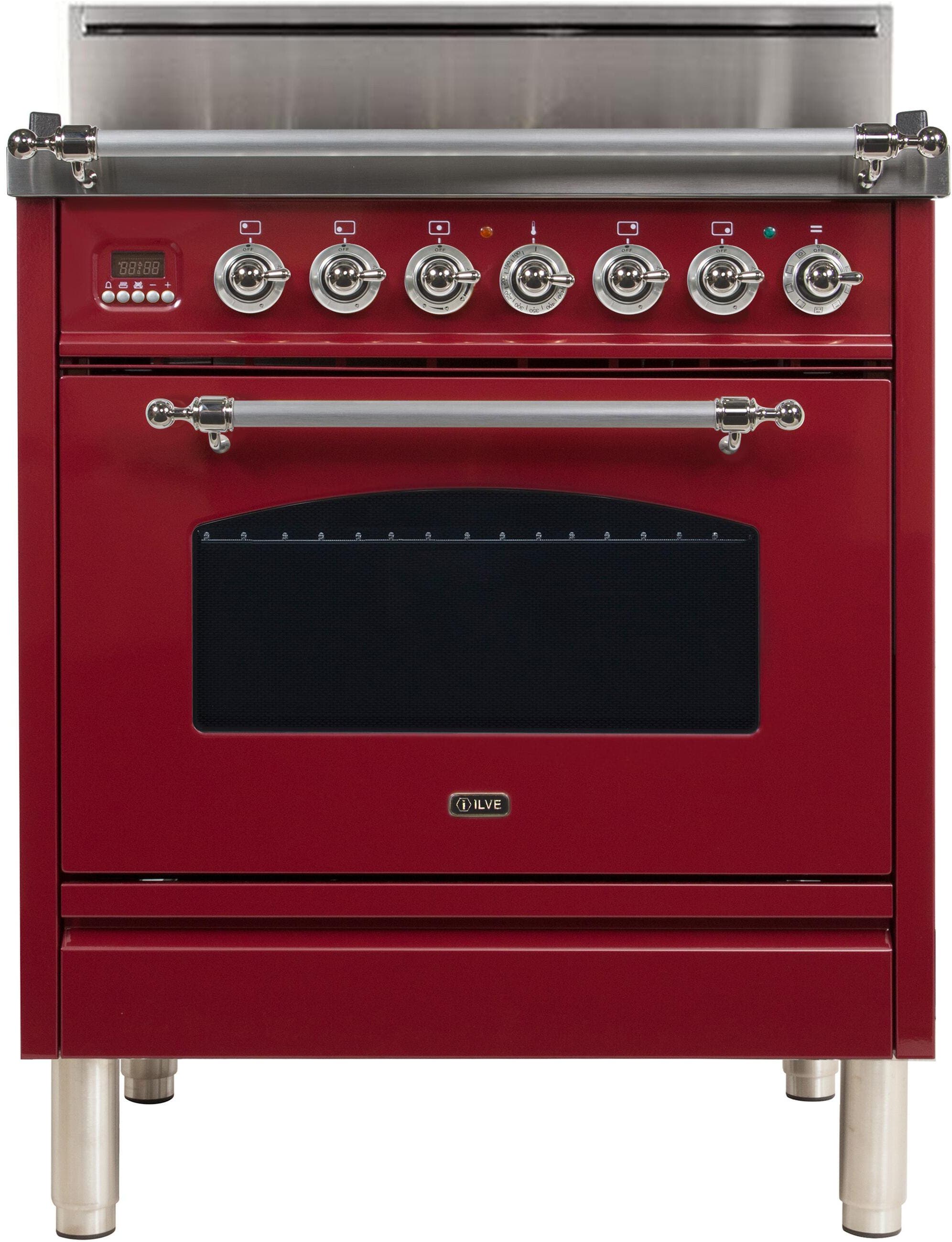 Ilve UPN76DVGGRBXLP Liquid Propane In Burgundy W/ Chrome Trim