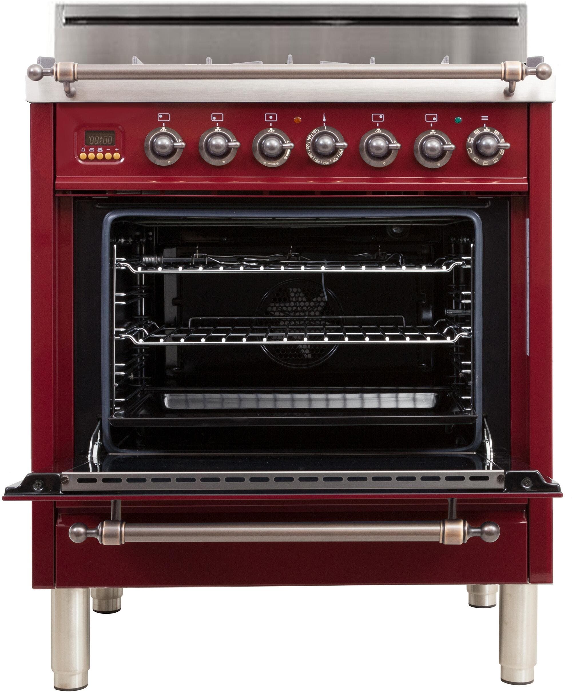 Ilve UPN76DVGGRBYLP Liquid Propane In Burgundy W/ Bronze Trim
