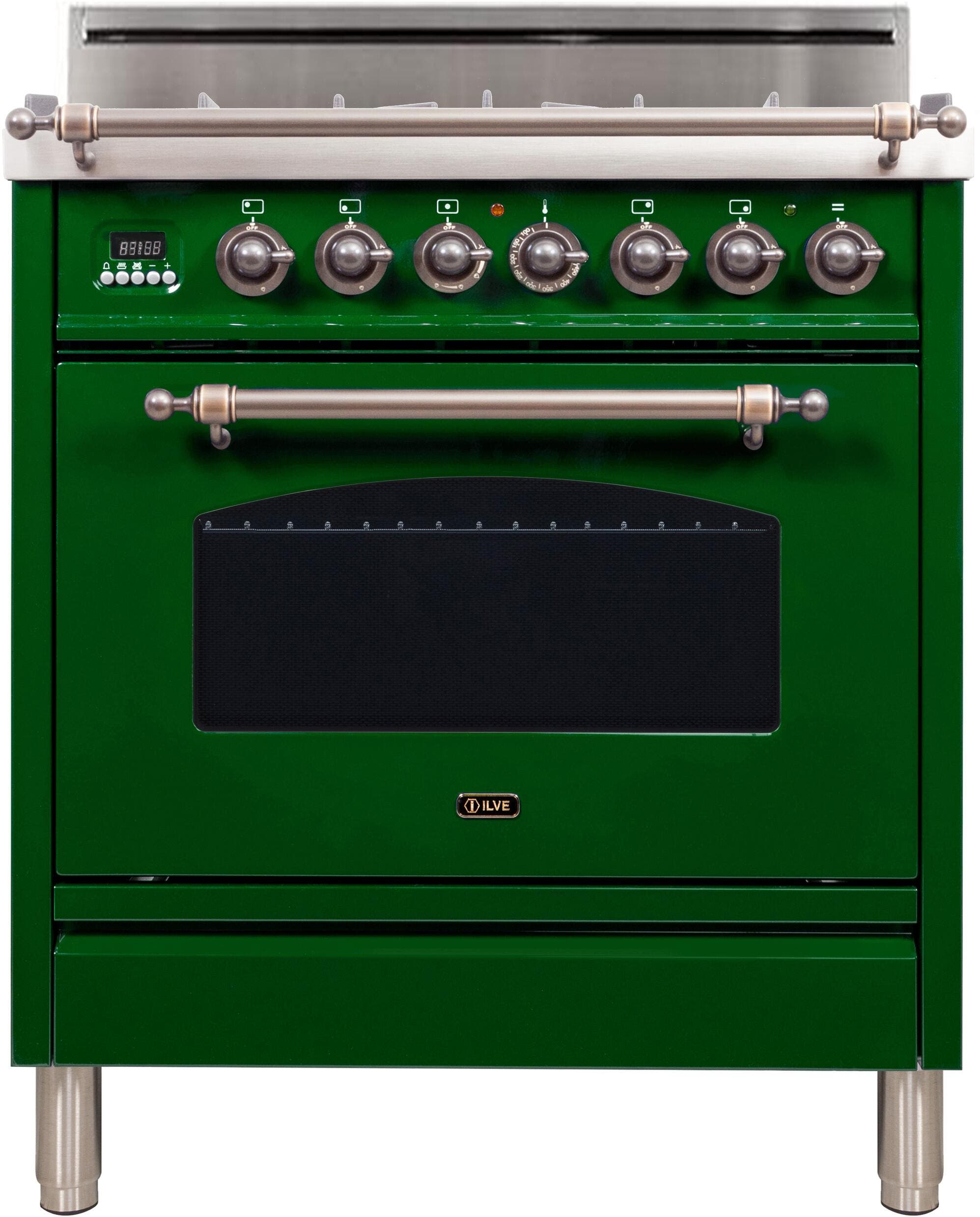 Ilve UPN76DVGGVSYLP Liquid Propane In Emerald Green W/ Bronze Trim
