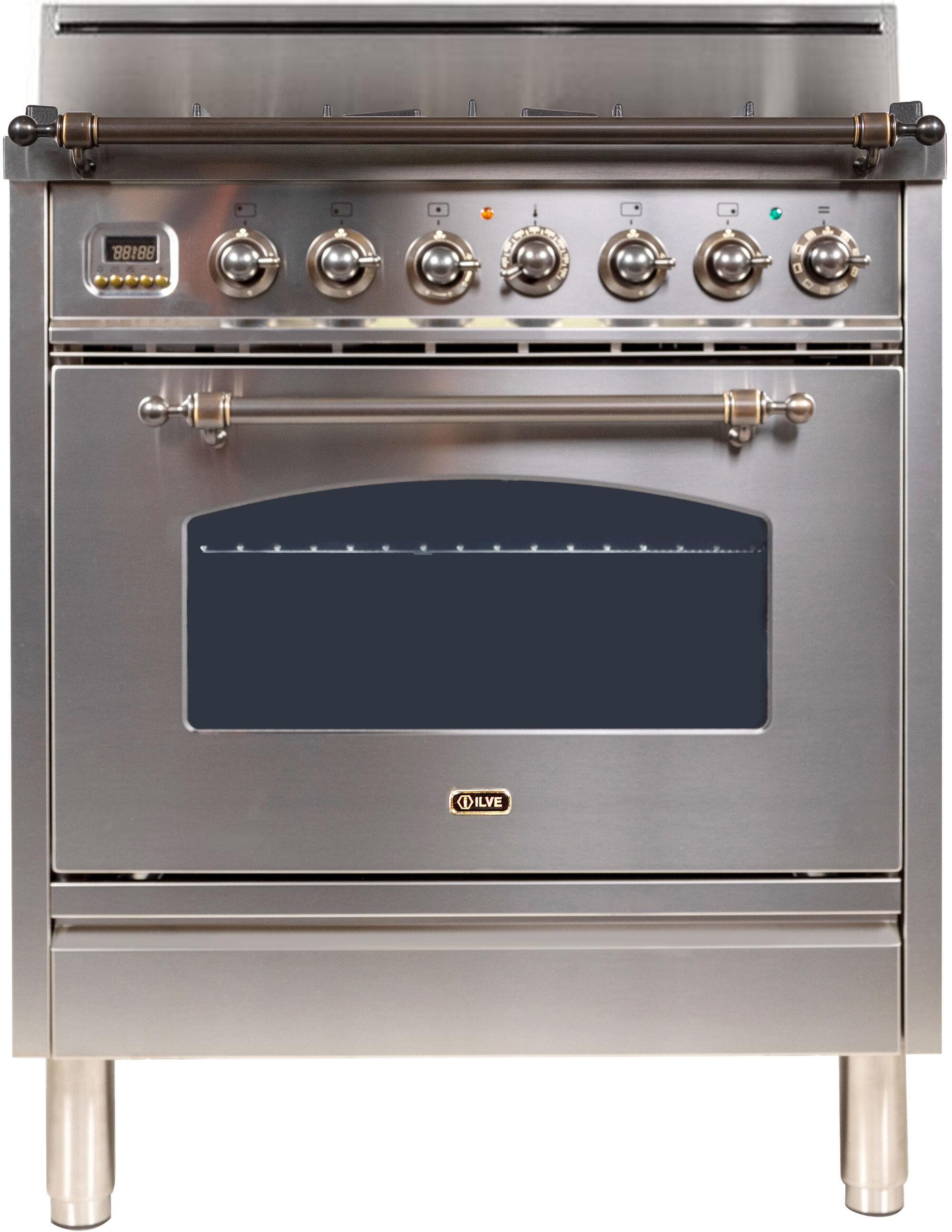 Ilve UPN76DVGGIYLP Liquid Propane In Stainless Steel W/ Bronze Trim