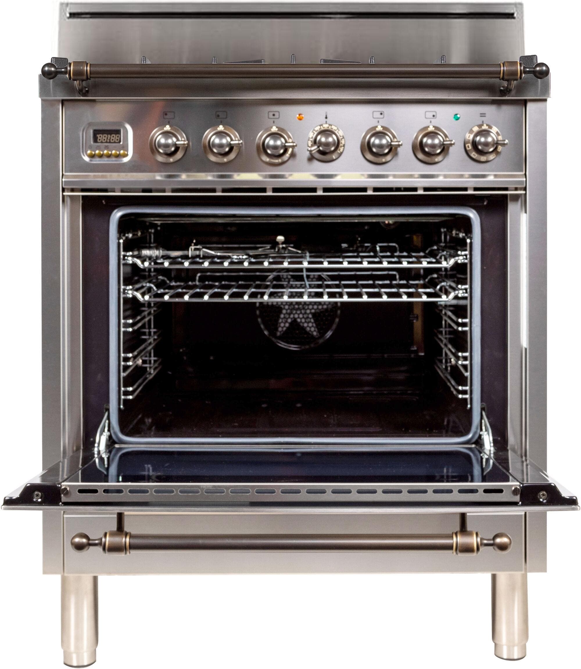 Ilve UPN76DVGGIYLP Liquid Propane In Stainless Steel W/ Bronze Trim