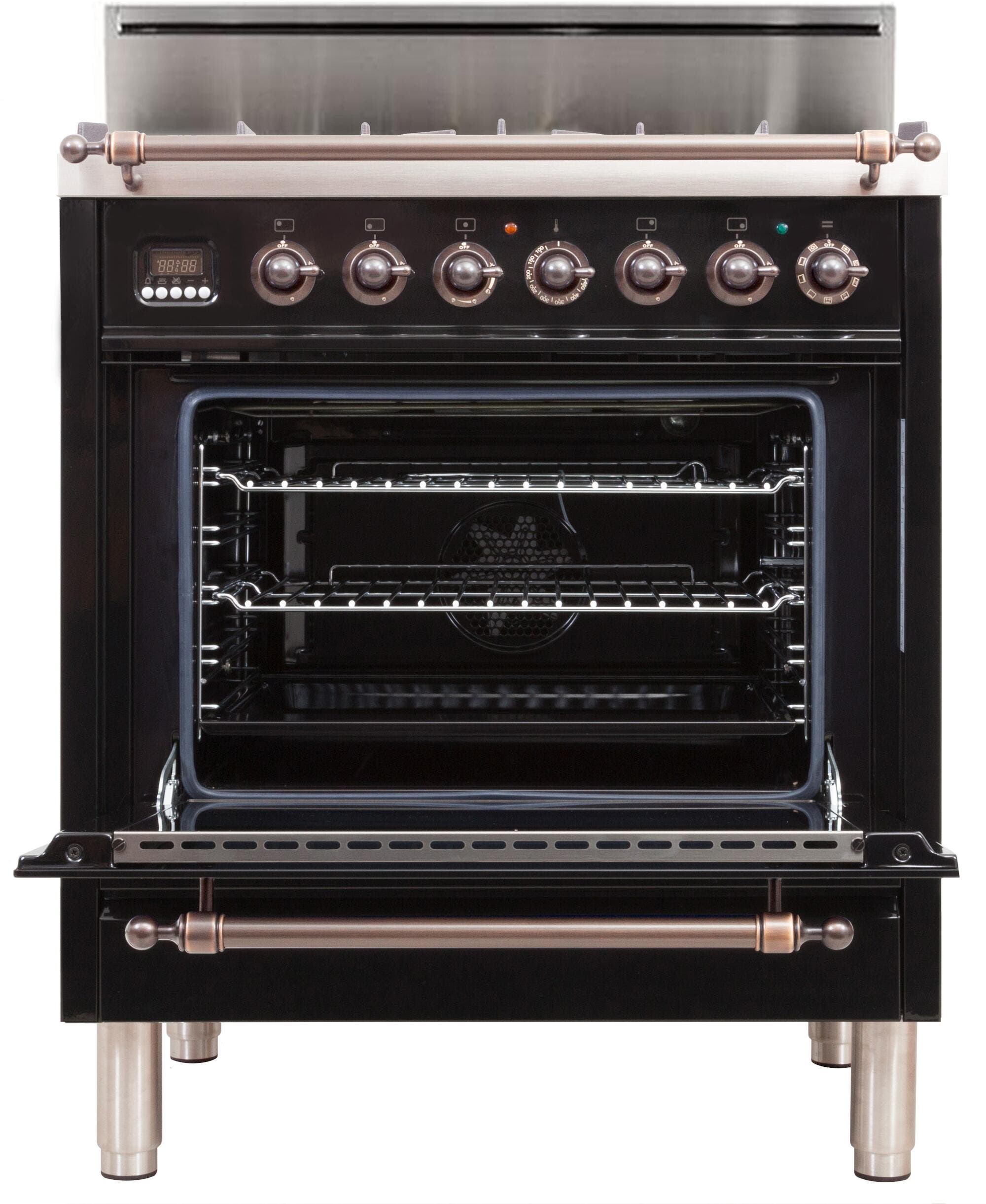 Ilve UPN76DVGGNYLP Liquid Propane In Glossy Black W/ Bronze Trim