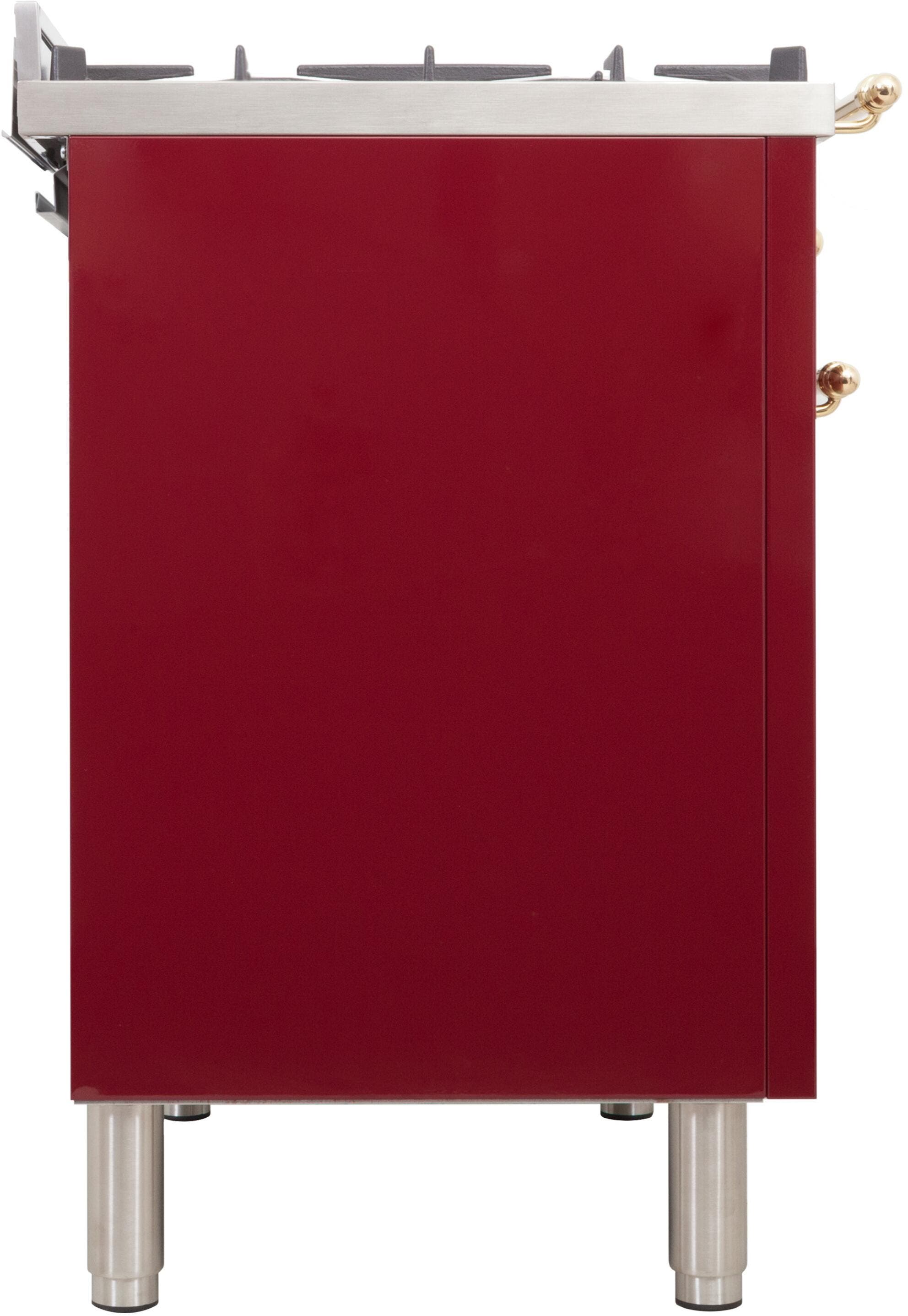 Ilve UPN76DMPRBLP Liquid Propane In Burgundy W/ Brass Trim