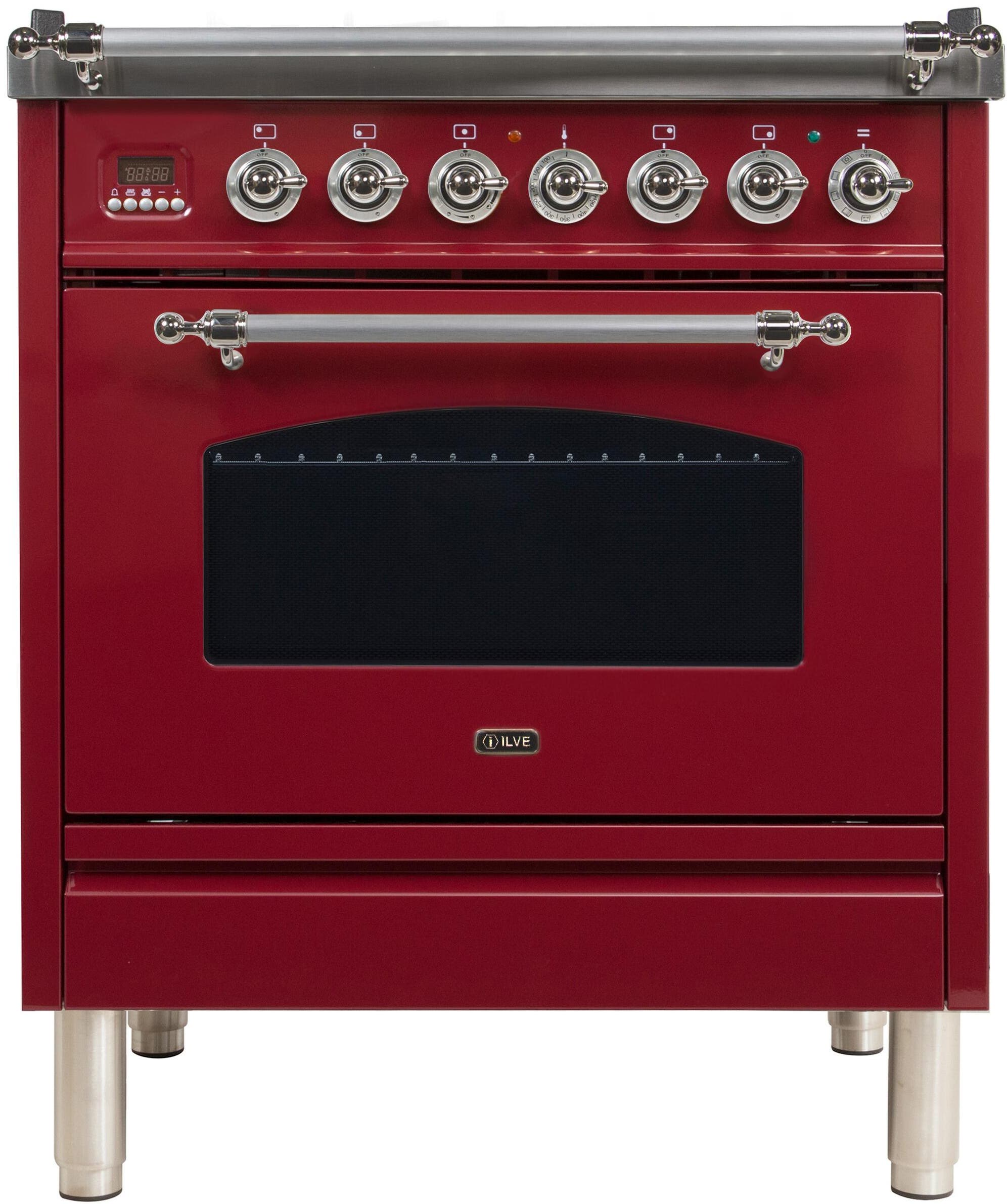 Ilve UPN76DMPRBXLP Liquid Propane In Burgundy W/ Chrome Trim