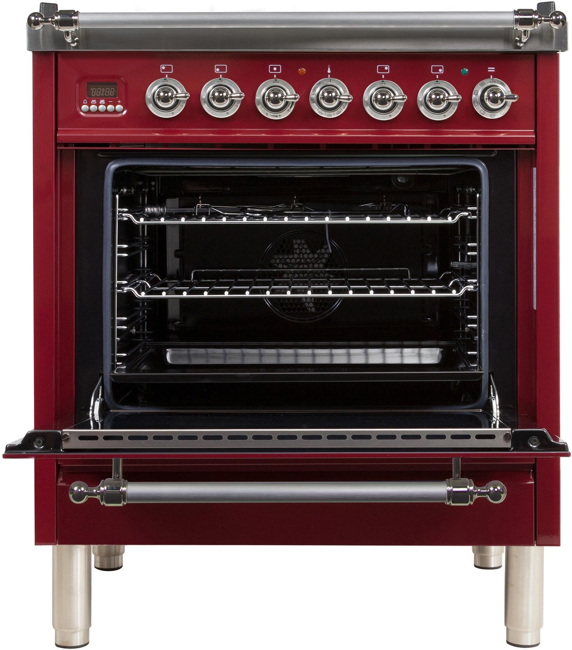 Ilve UPN76DMPRBXLP Liquid Propane In Burgundy W/ Chrome Trim