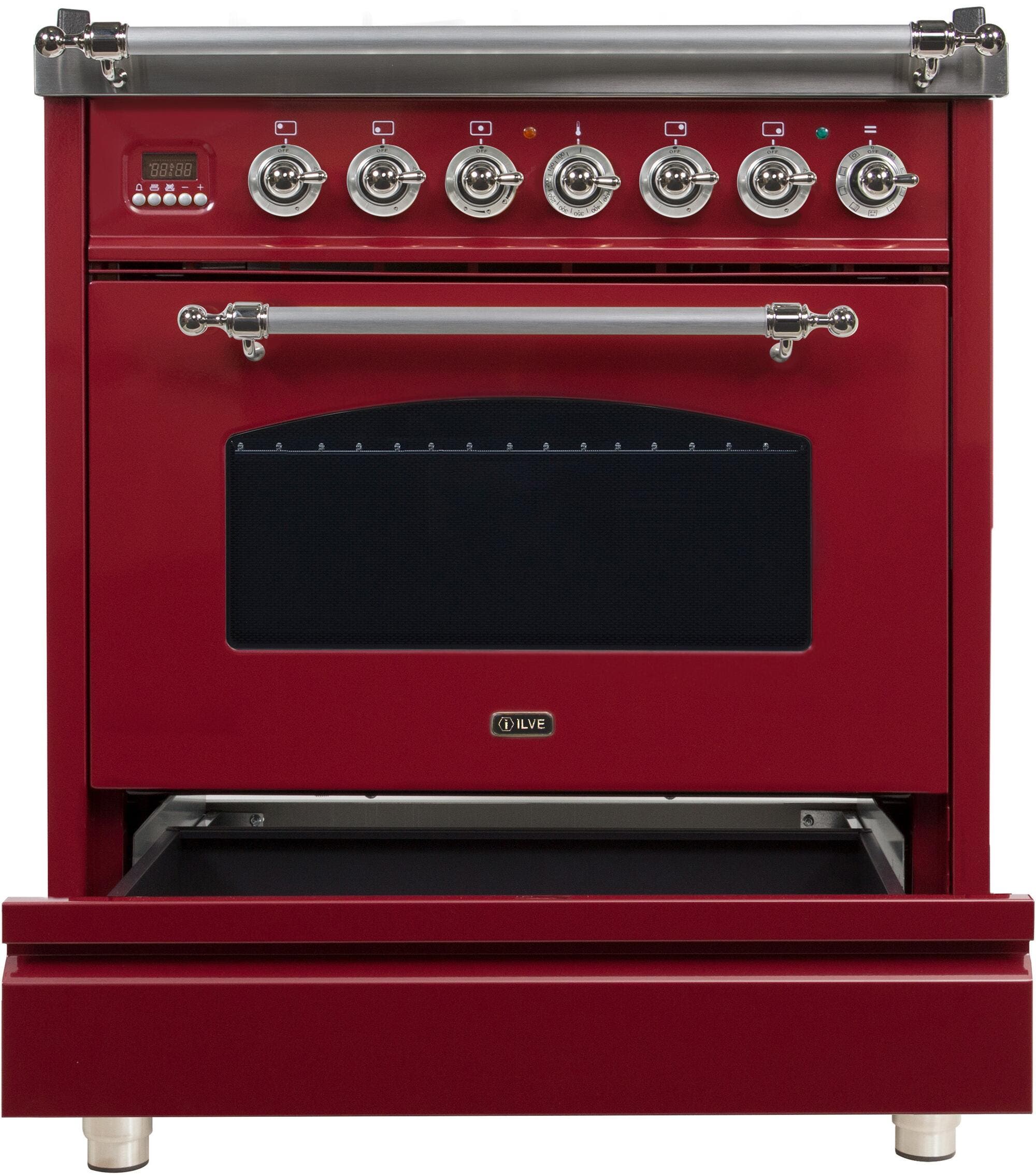 Ilve UPN76DMPRBXLP Liquid Propane In Burgundy W/ Chrome Trim