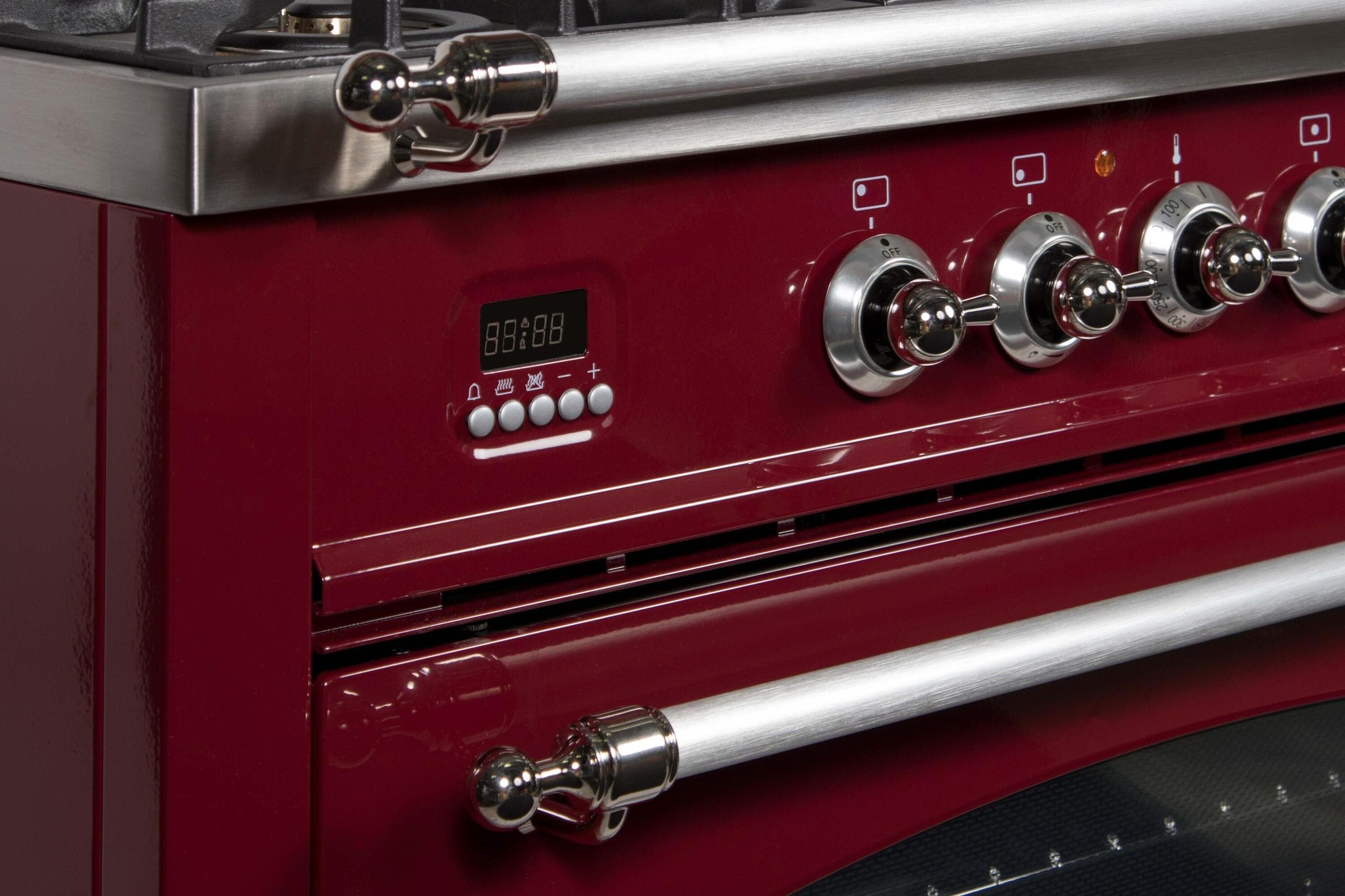 Ilve UPN76DMPRBXLP Liquid Propane In Burgundy W/ Chrome Trim
