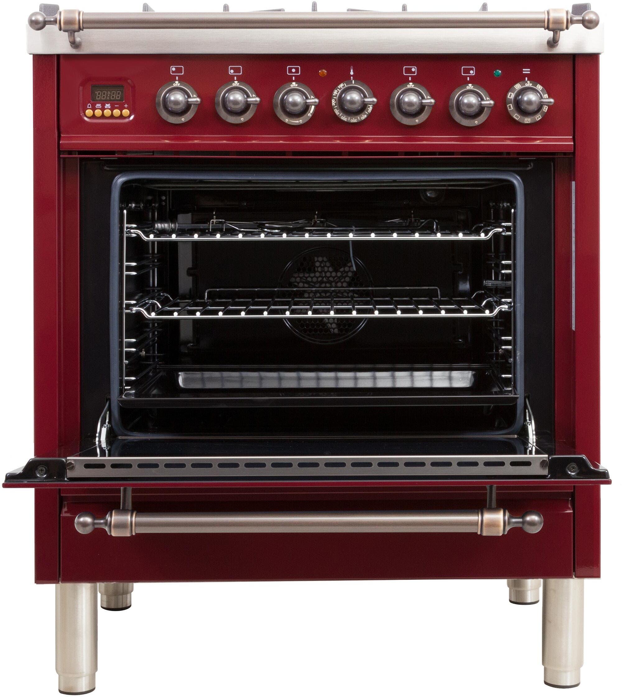 Ilve UPN76DMPRBYLP Liquid Propane In Burgundy W/ Bronze Trim