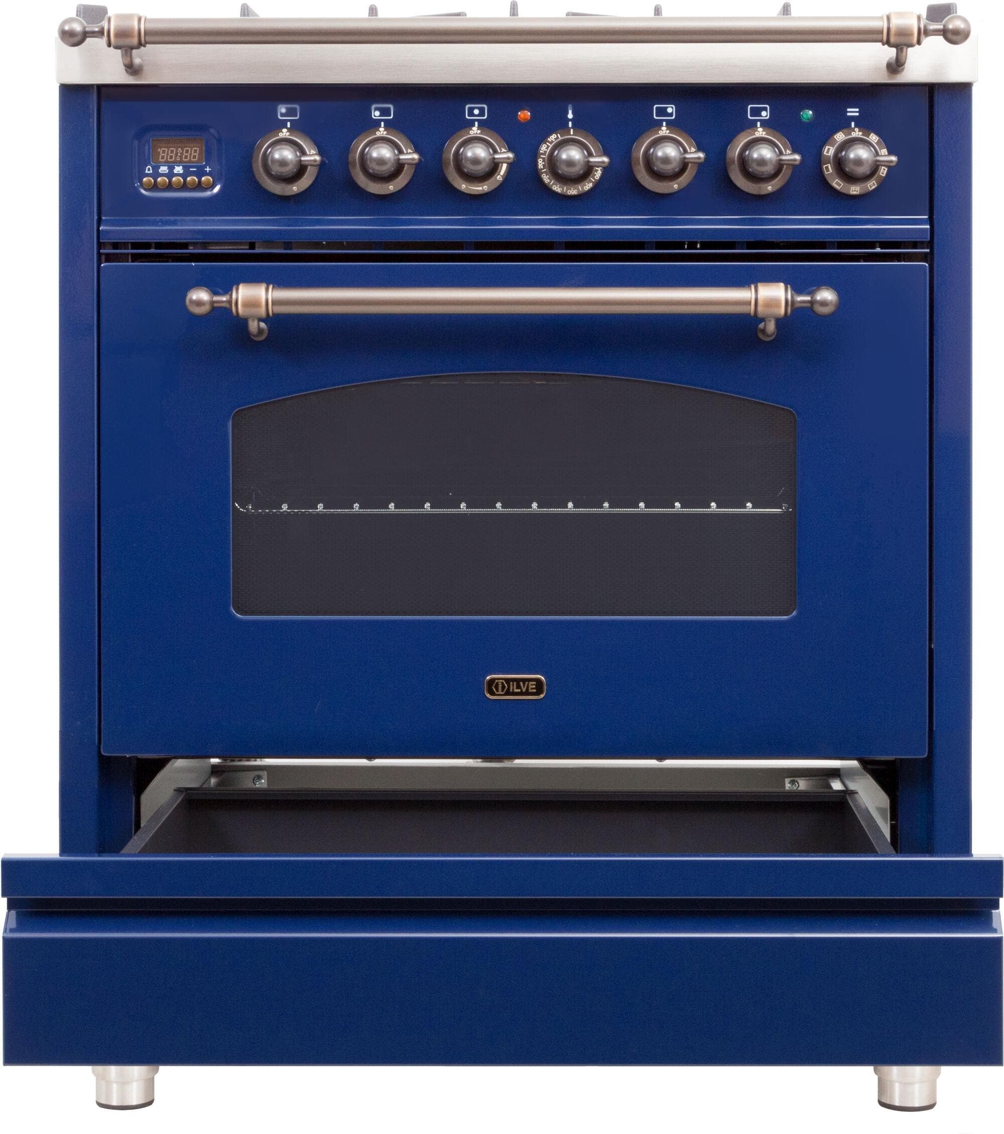 Ilve UPN76DMPBLYLP Liquid Propane In Midnight Blue W/ Bronze Trim