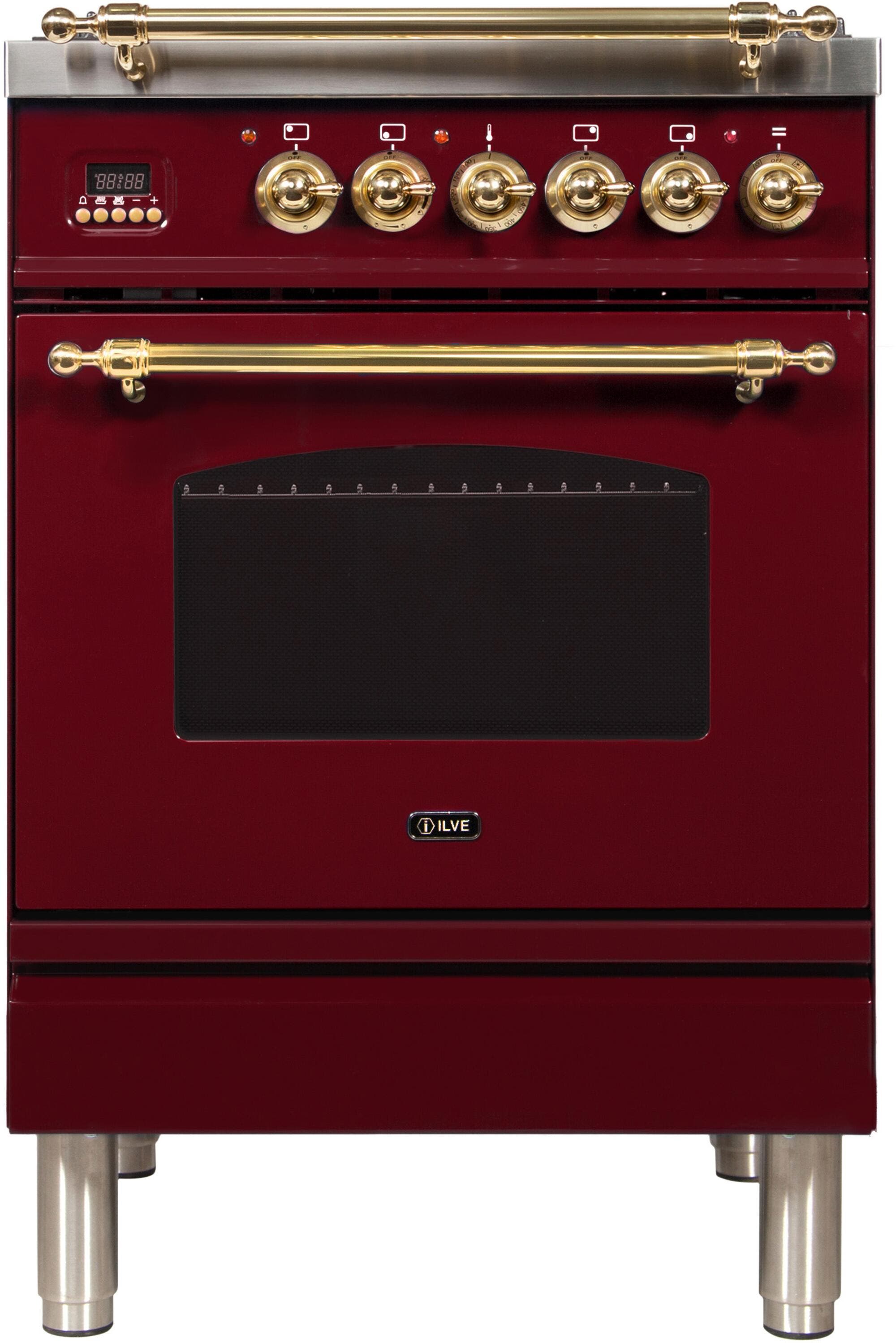Ilve UPN60DMPRBLP Liquid Propane In Burgundy W/ Brass Trim