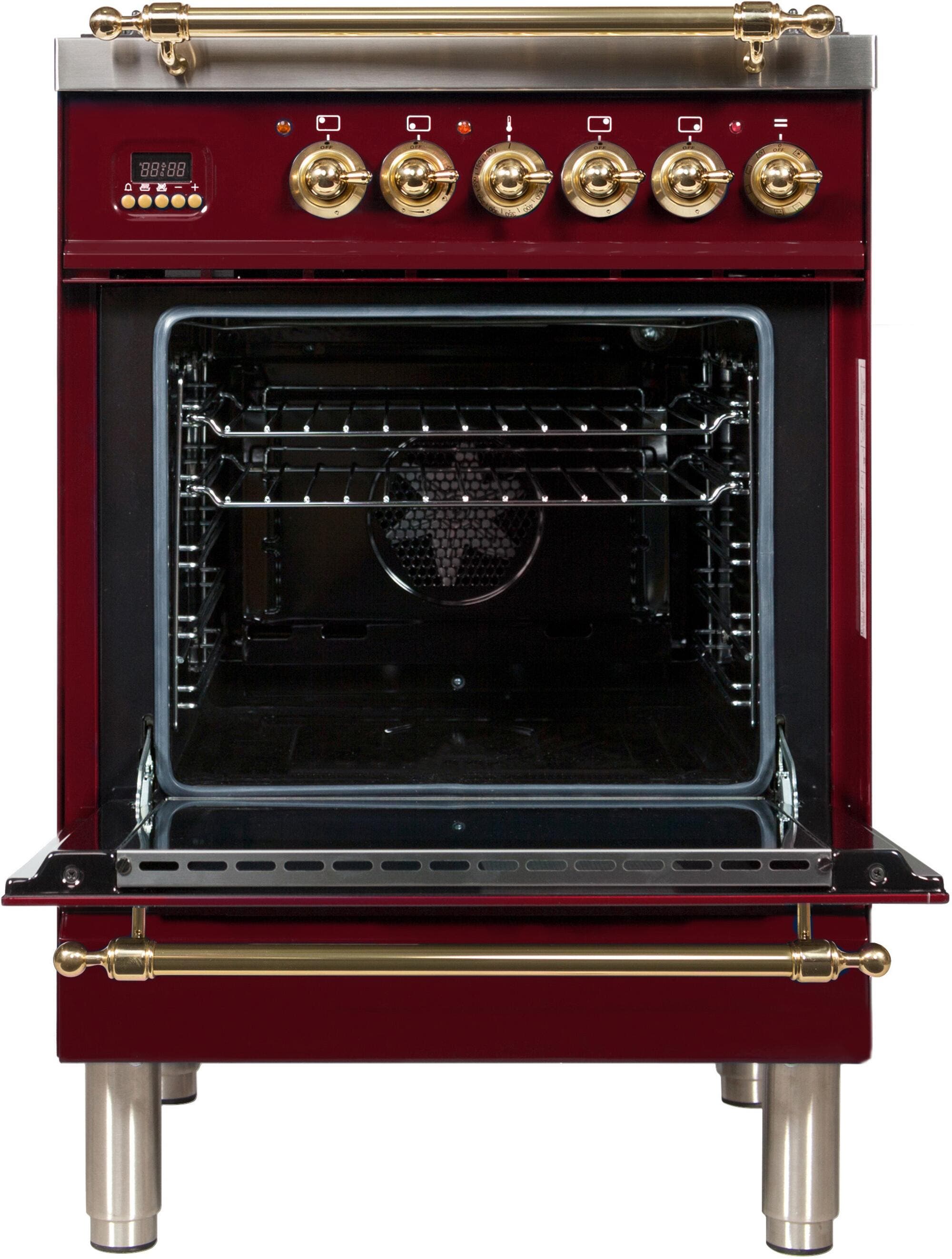 Ilve UPN60DMPRBLP Liquid Propane In Burgundy W/ Brass Trim