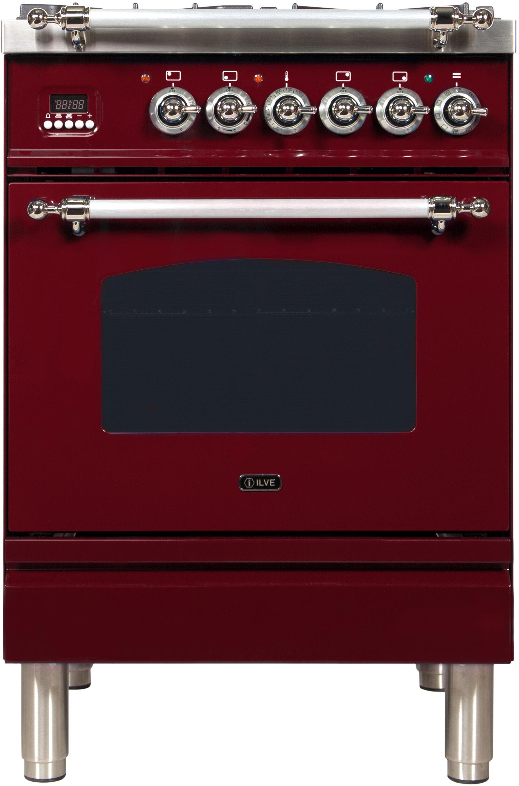 Ilve UPN60DMPRBXLP Liquid Propane In Burgundy W/ Chrome Trim