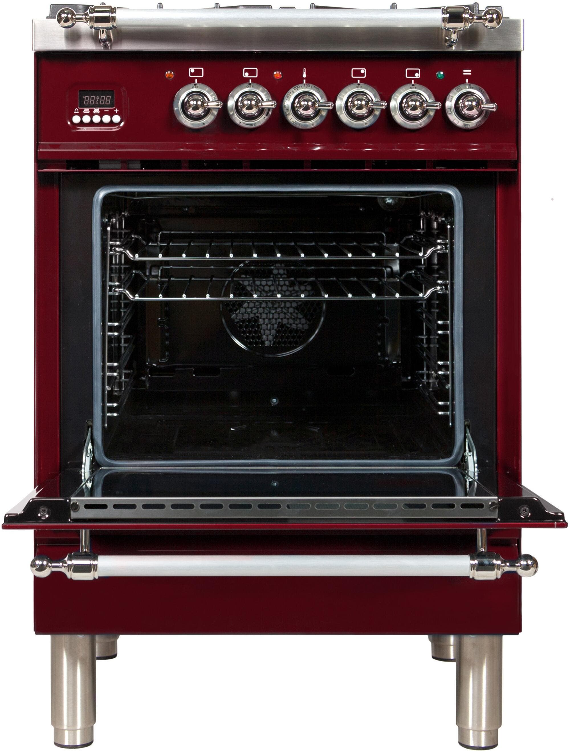 Ilve UPN60DMPRBXLP Liquid Propane In Burgundy W/ Chrome Trim