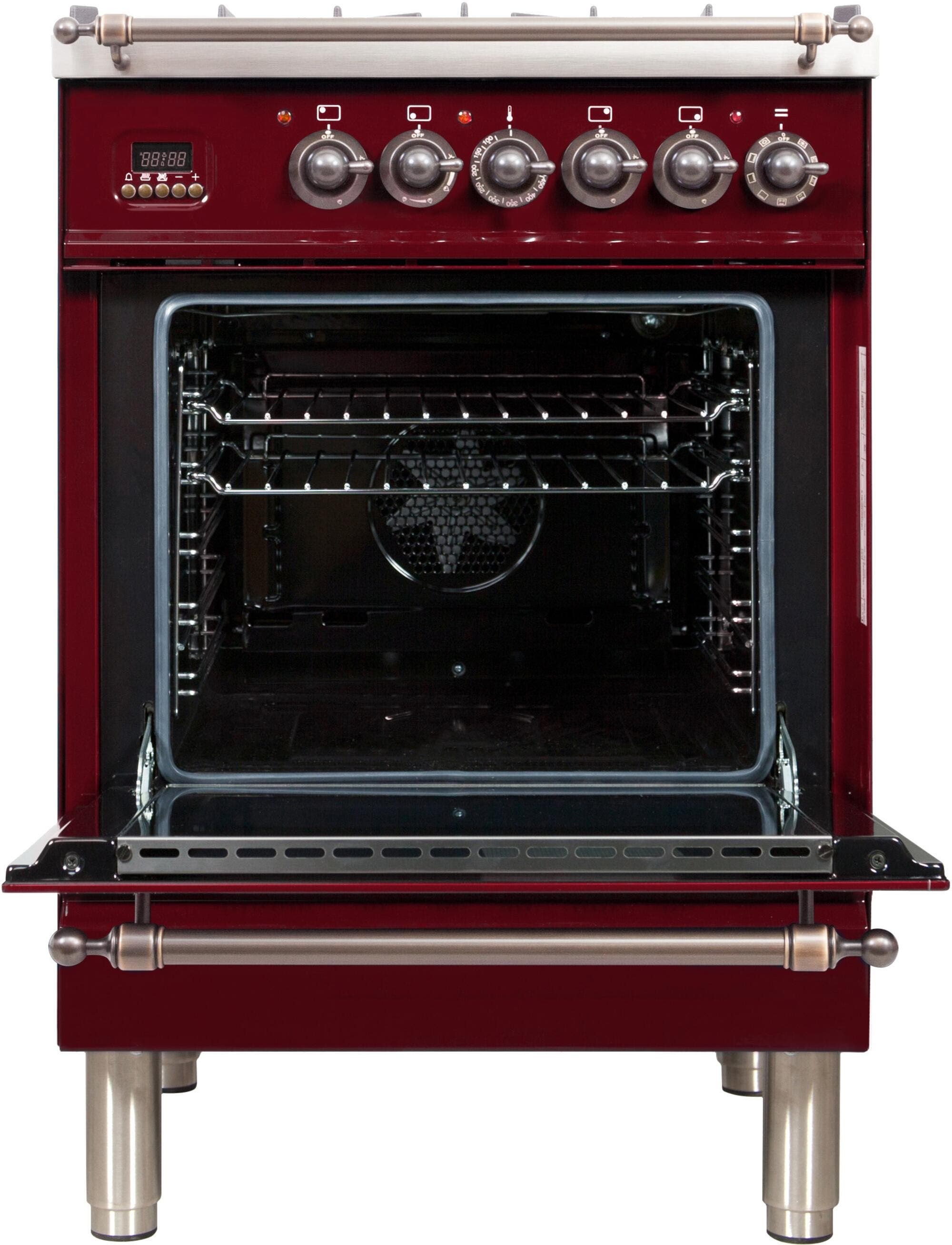 Ilve UPN60DMPRBYLP Liquid Propane In Burgundy W/ Bronze Trim