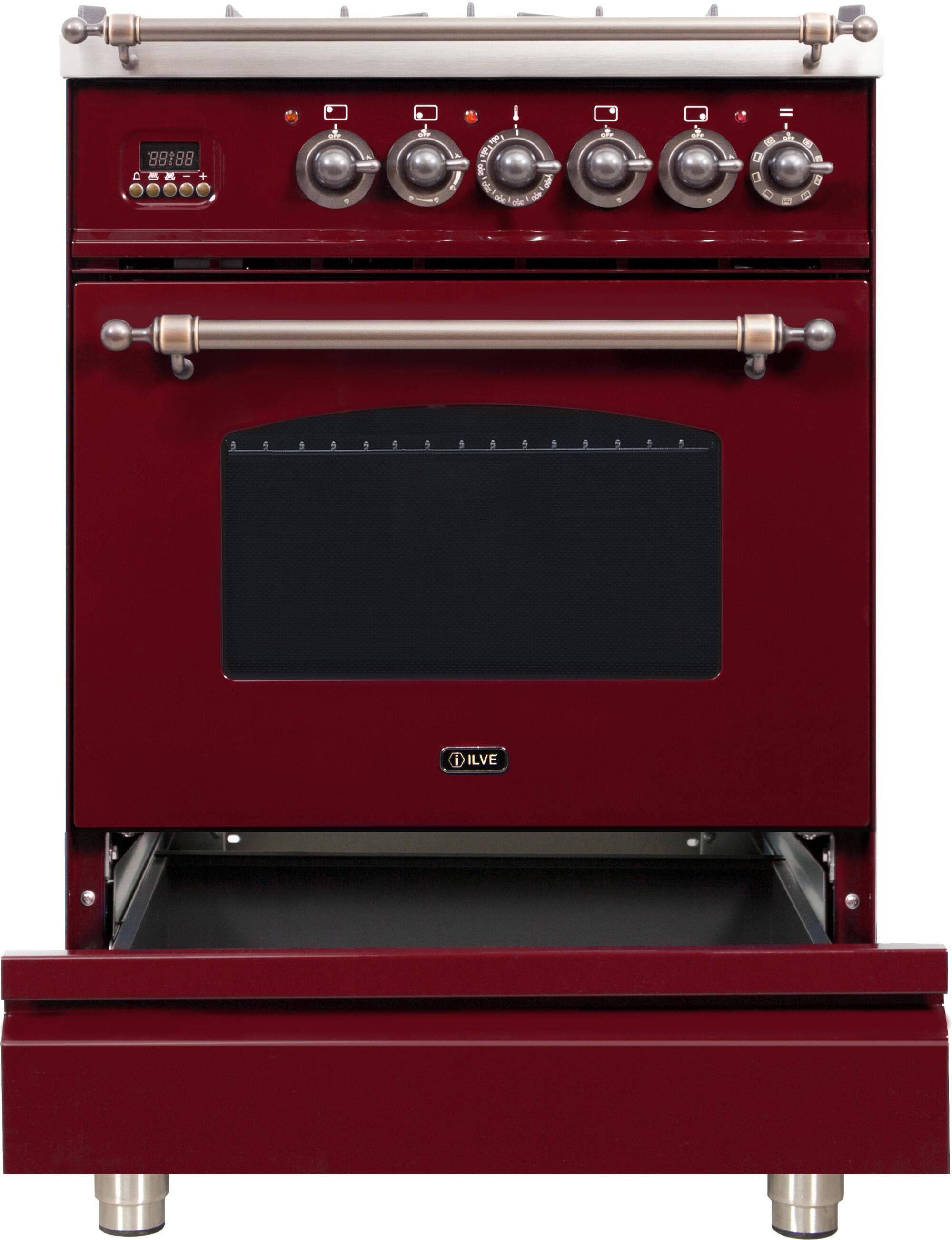 Ilve UPN60DMPRBYLP Liquid Propane In Burgundy W/ Bronze Trim