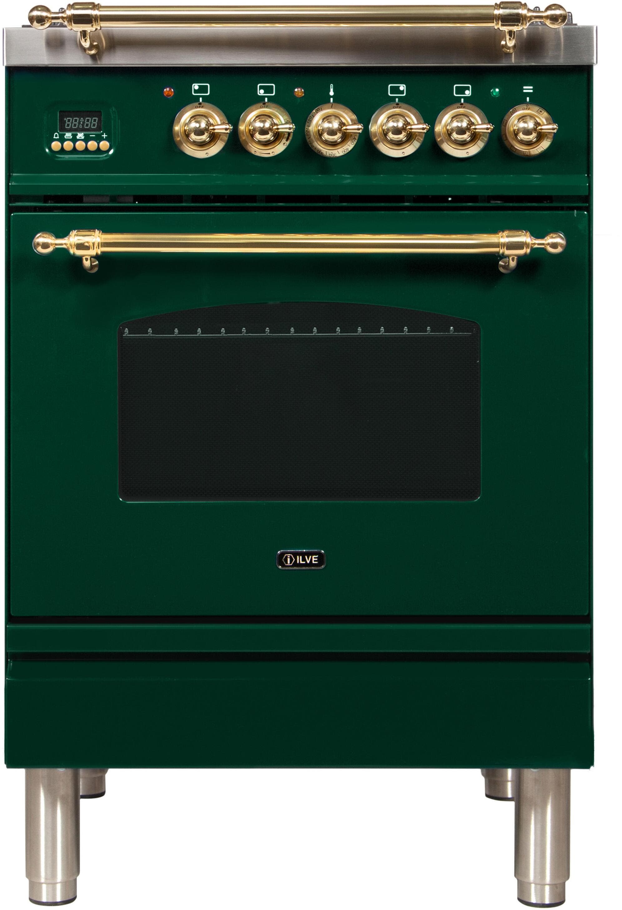 Ilve UPN60DMPVSLP Liquid Propane In Emerald Green W/ Brass Trim
