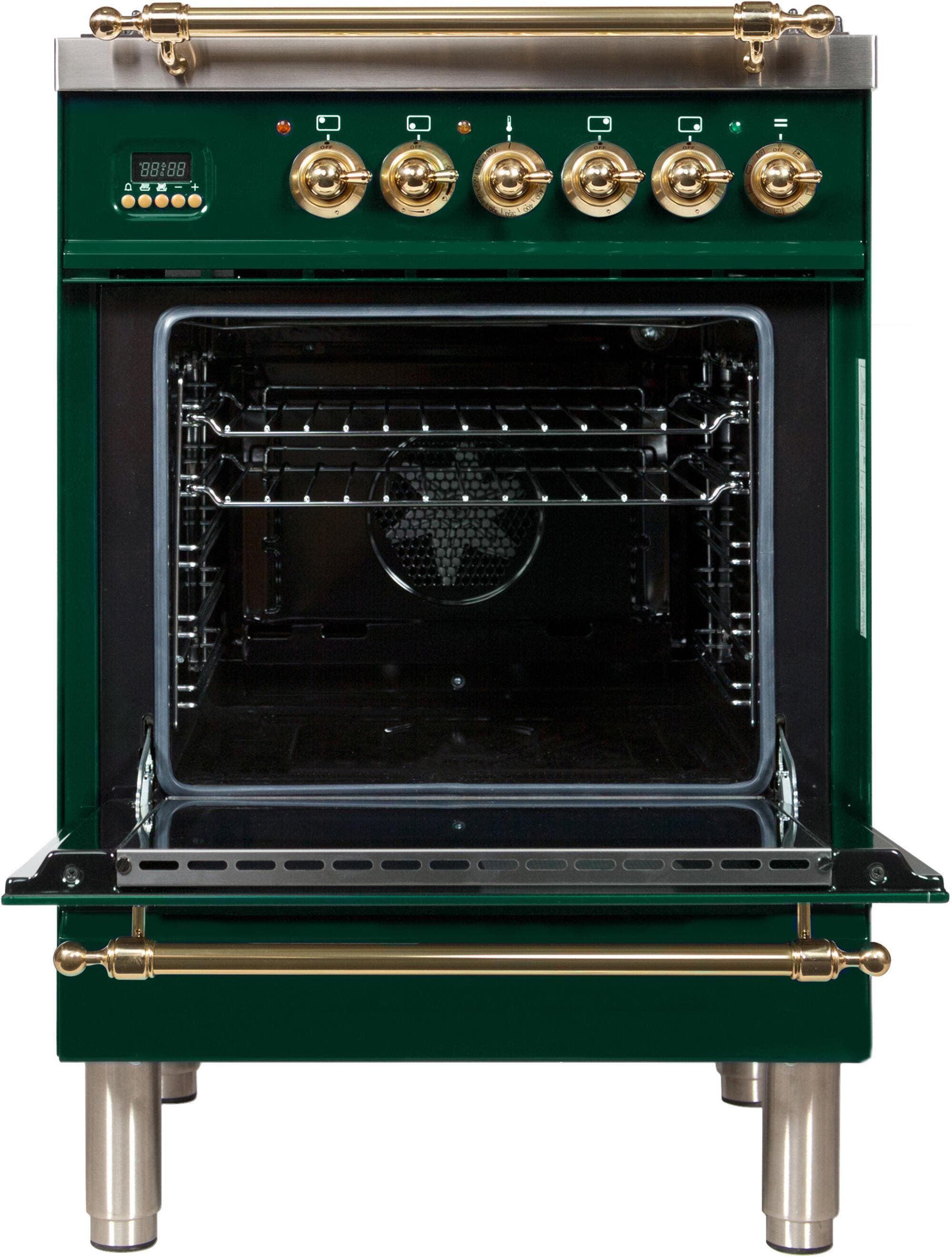 Ilve UPN60DMPVSLP Liquid Propane In Emerald Green W/ Brass Trim