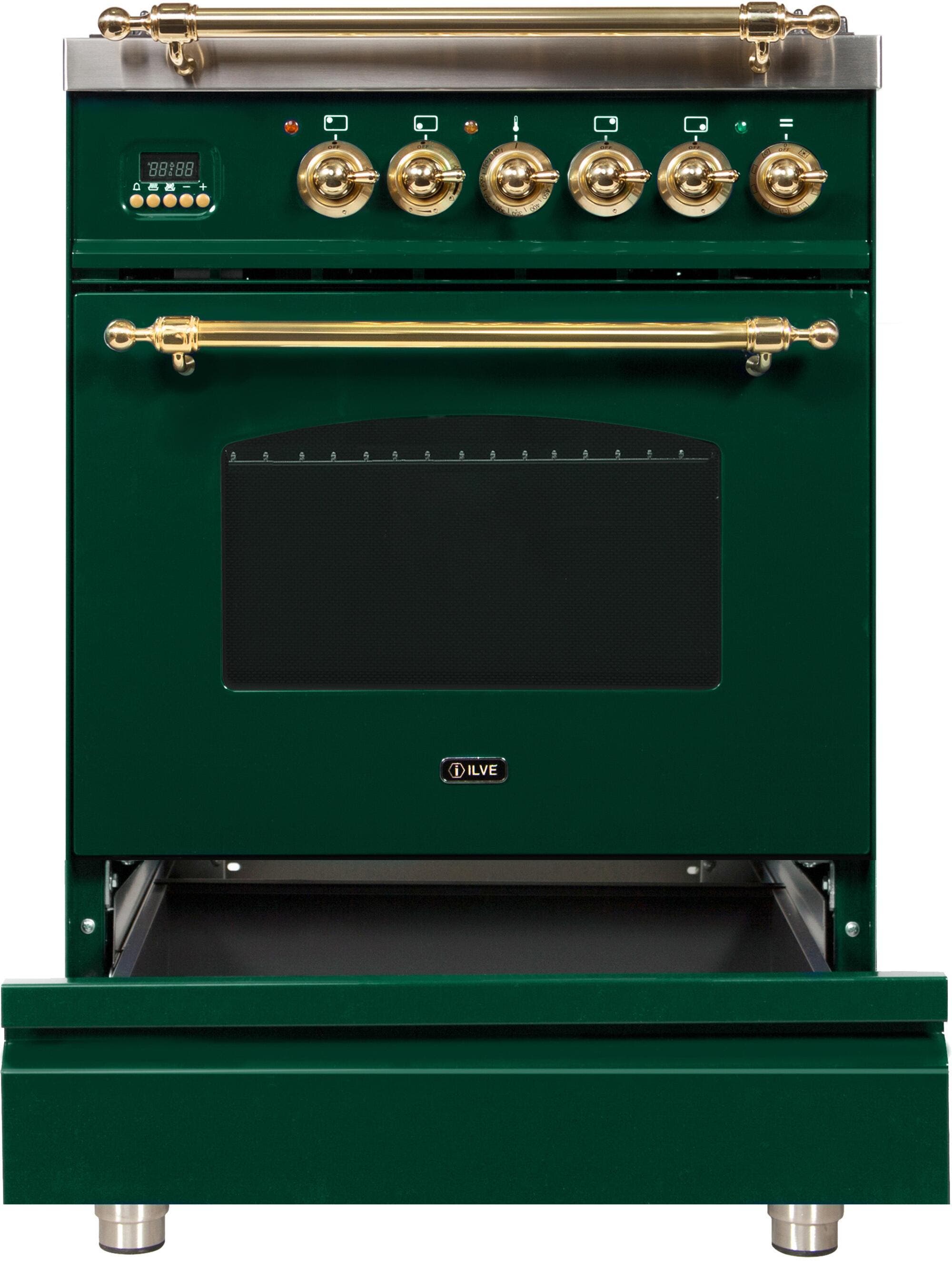 Ilve UPN60DMPVSLP Liquid Propane In Emerald Green W/ Brass Trim