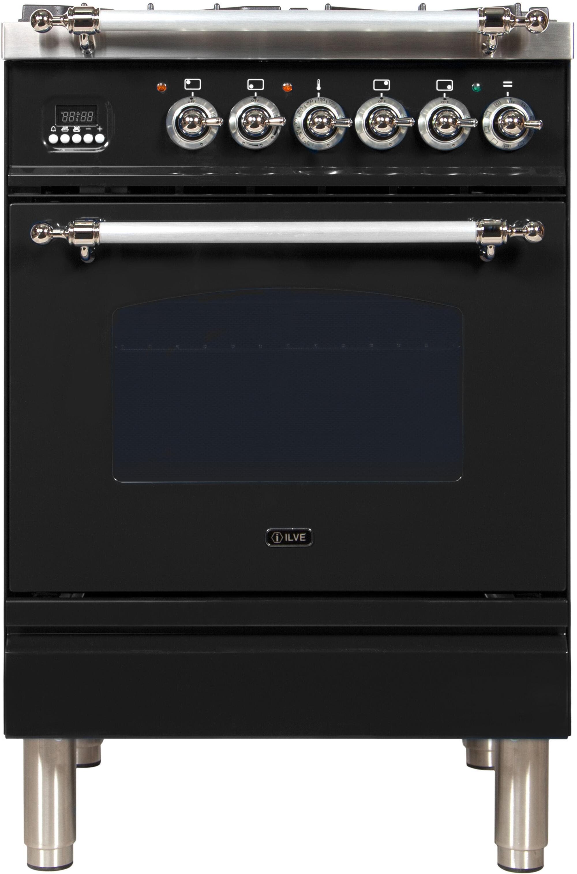 Ilve UPN60DMPNXLP Liquid Propane In Glossy Black W/ Chrome Trim
