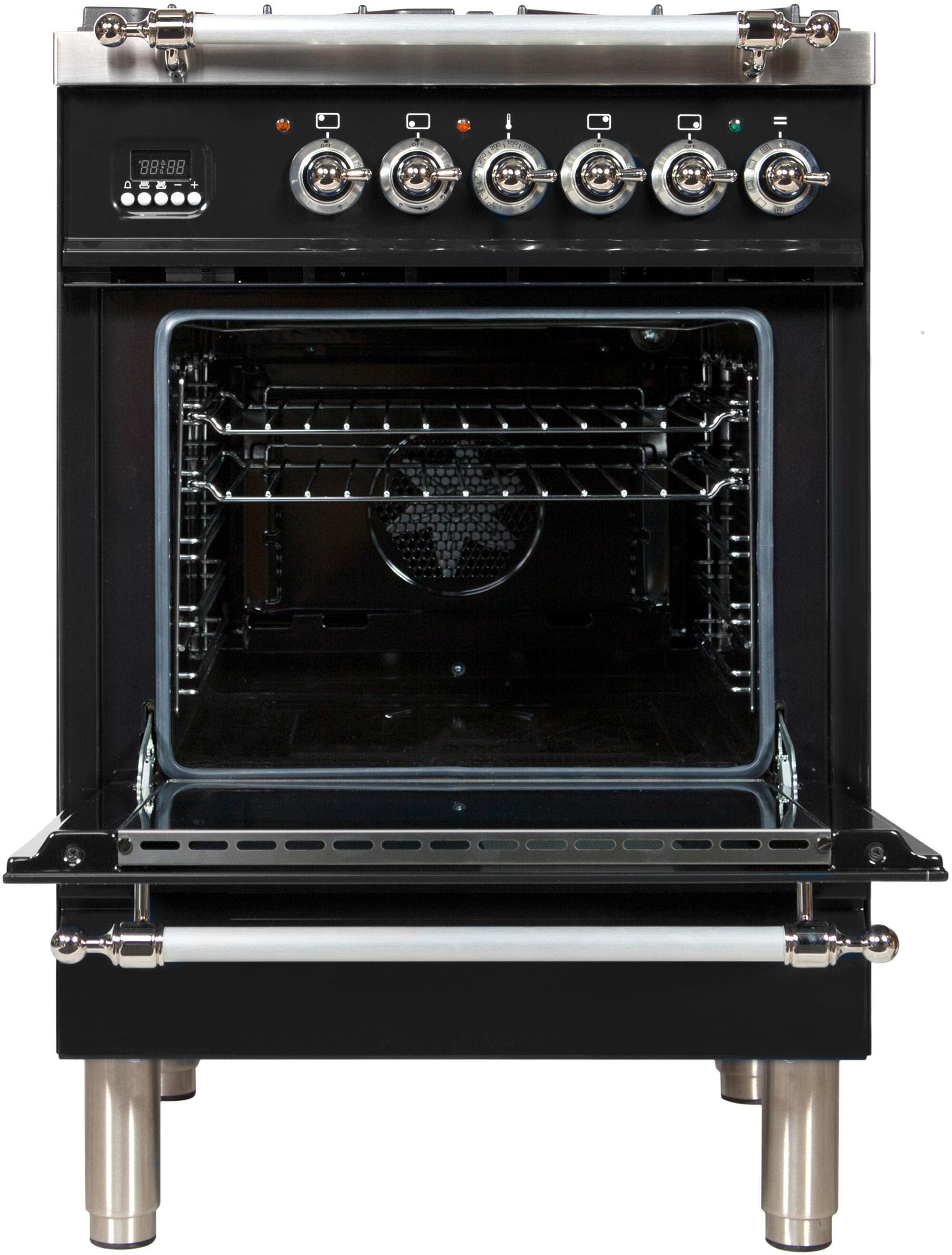 Ilve UPN60DMPNXLP Liquid Propane In Glossy Black W/ Chrome Trim