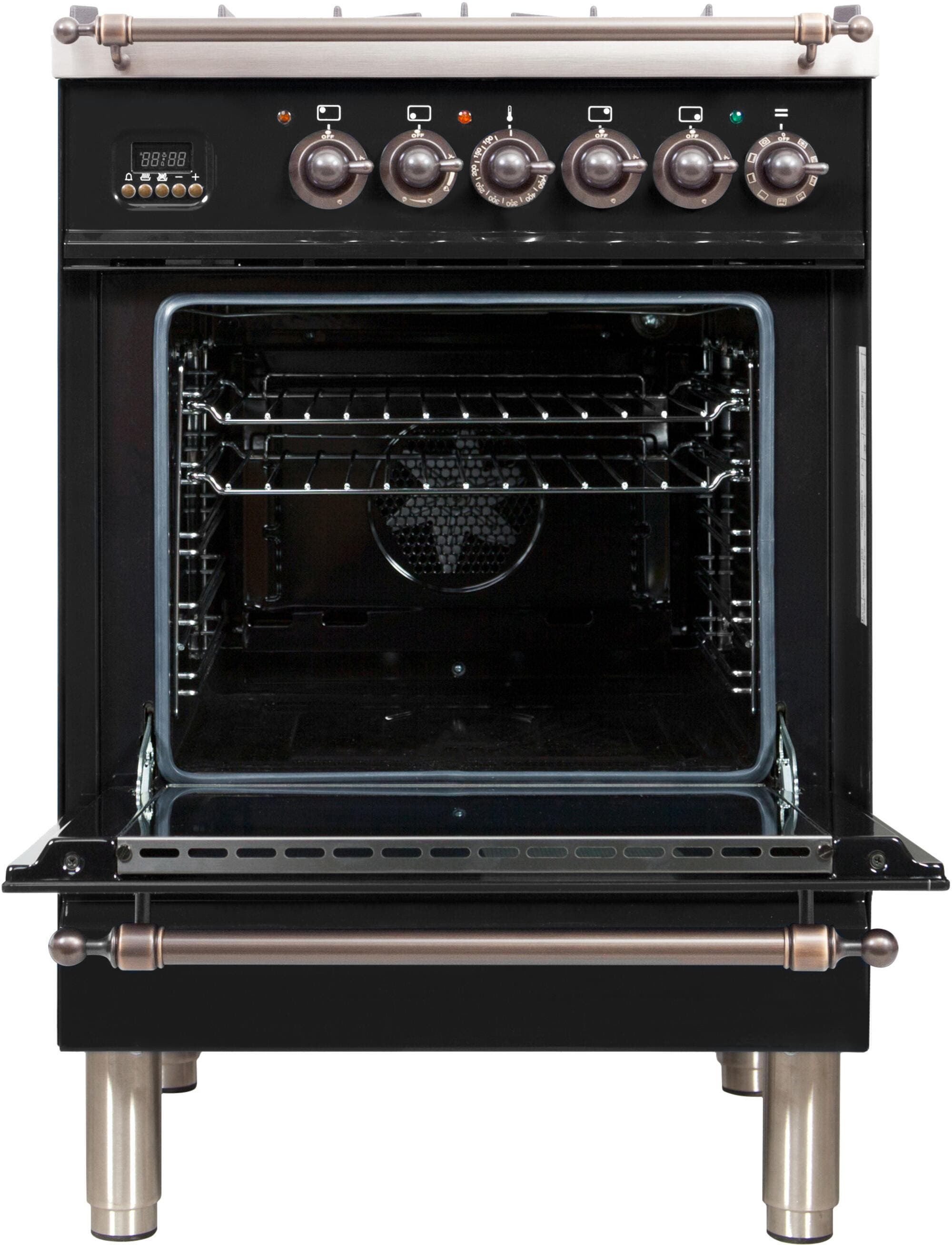 Ilve UPN60DMPNYLP Liquid Propane In Glossy Black W/ Bronze Trim