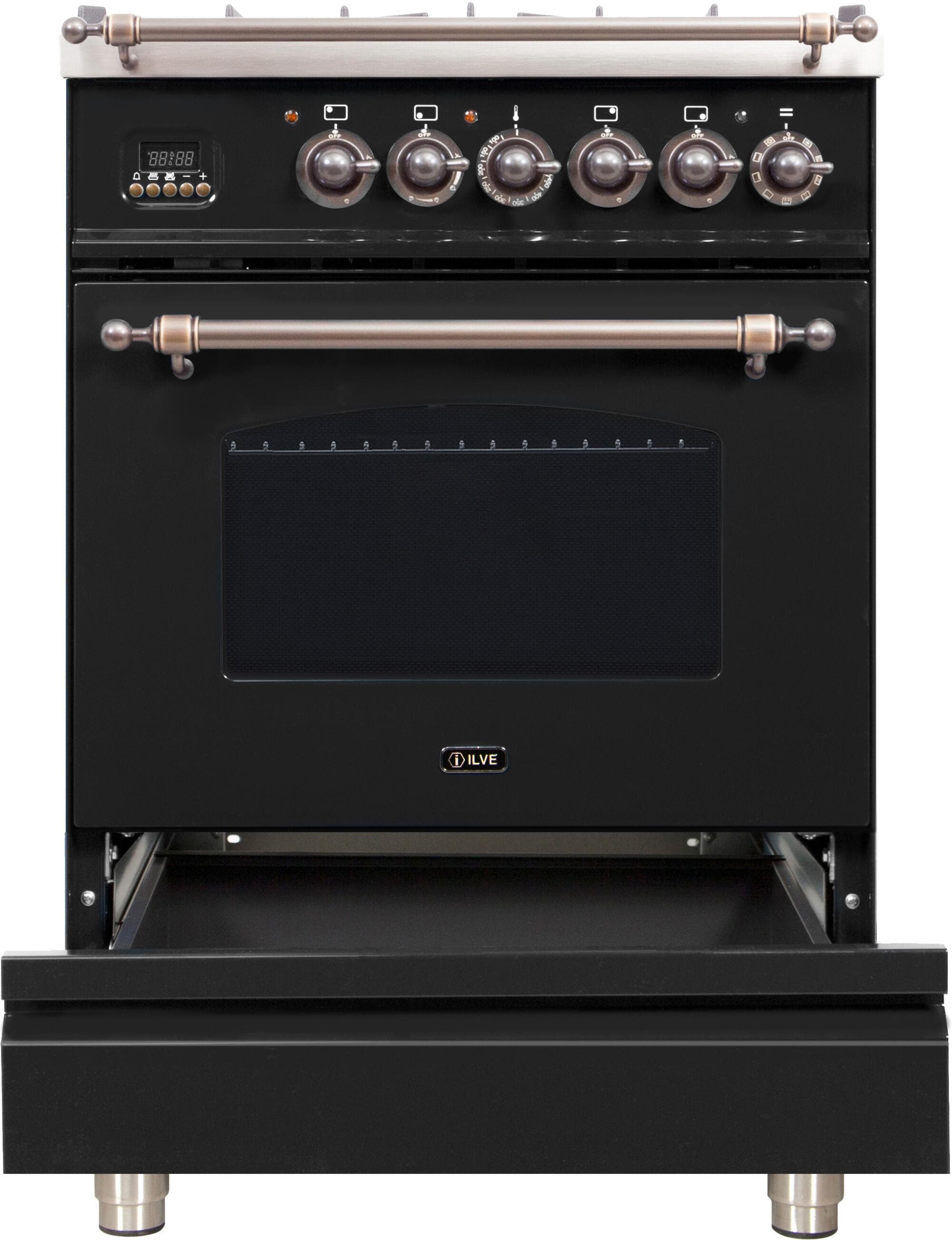 Ilve UPN60DMPNYLP Liquid Propane In Glossy Black W/ Bronze Trim