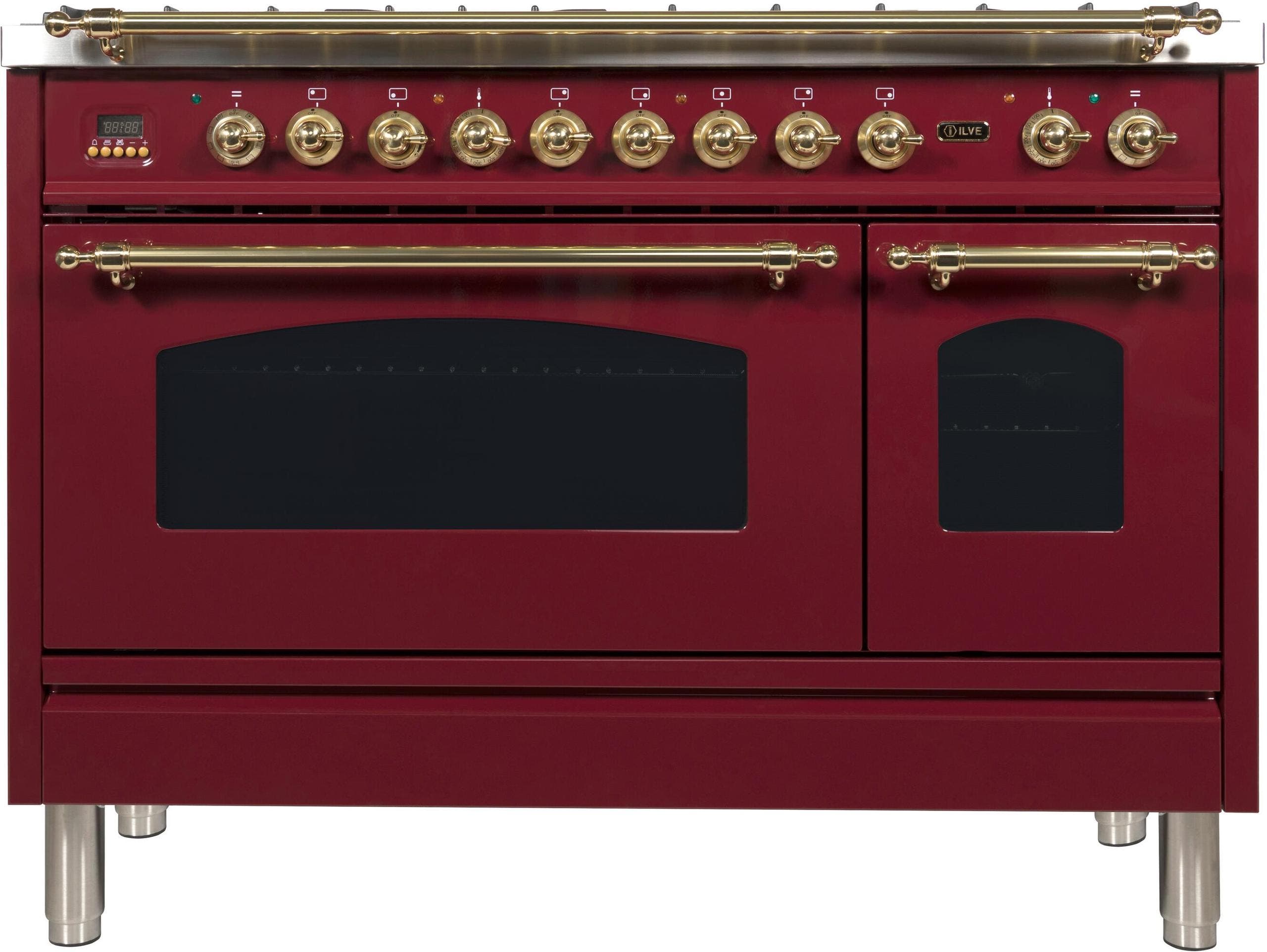 Ilve UPN120FDMPRBLP Liquid Propane In Burgundy W/ Brass Trim