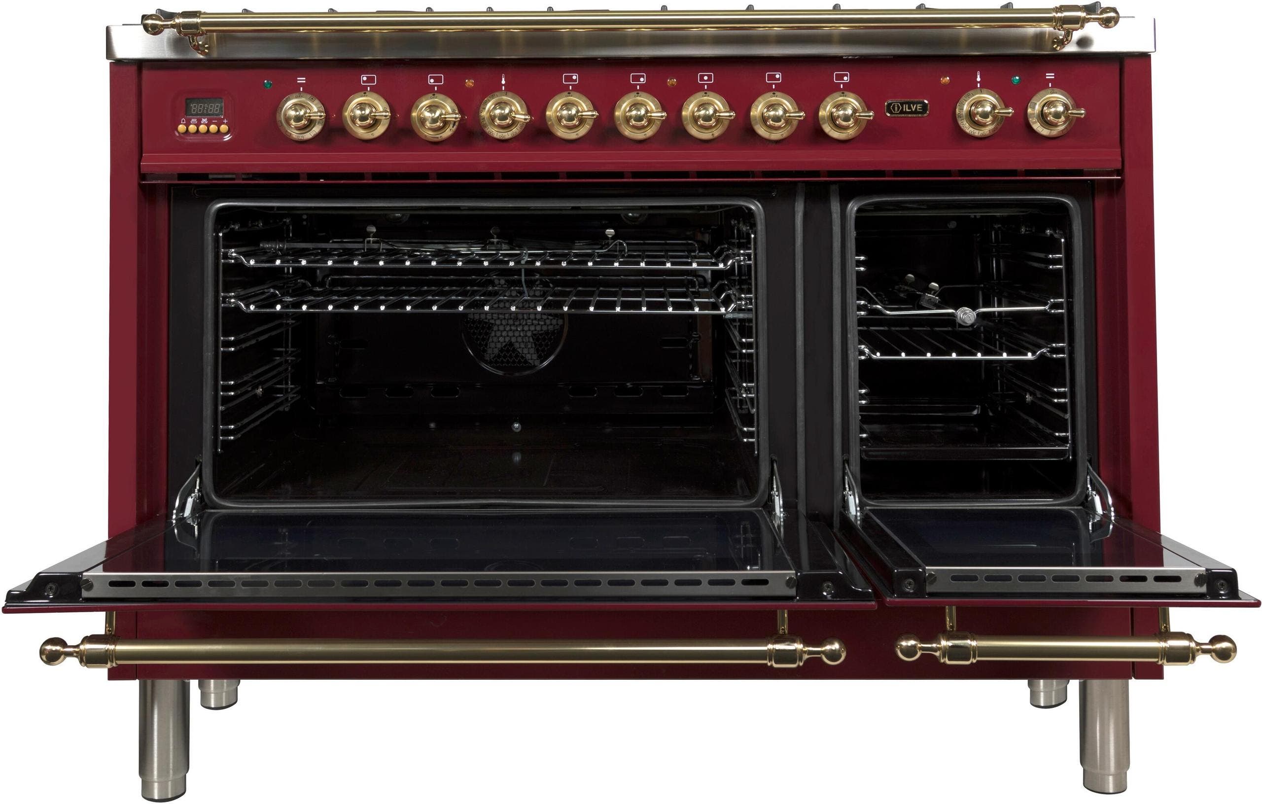 Ilve UPN120FDMPRBLP Liquid Propane In Burgundy W/ Brass Trim