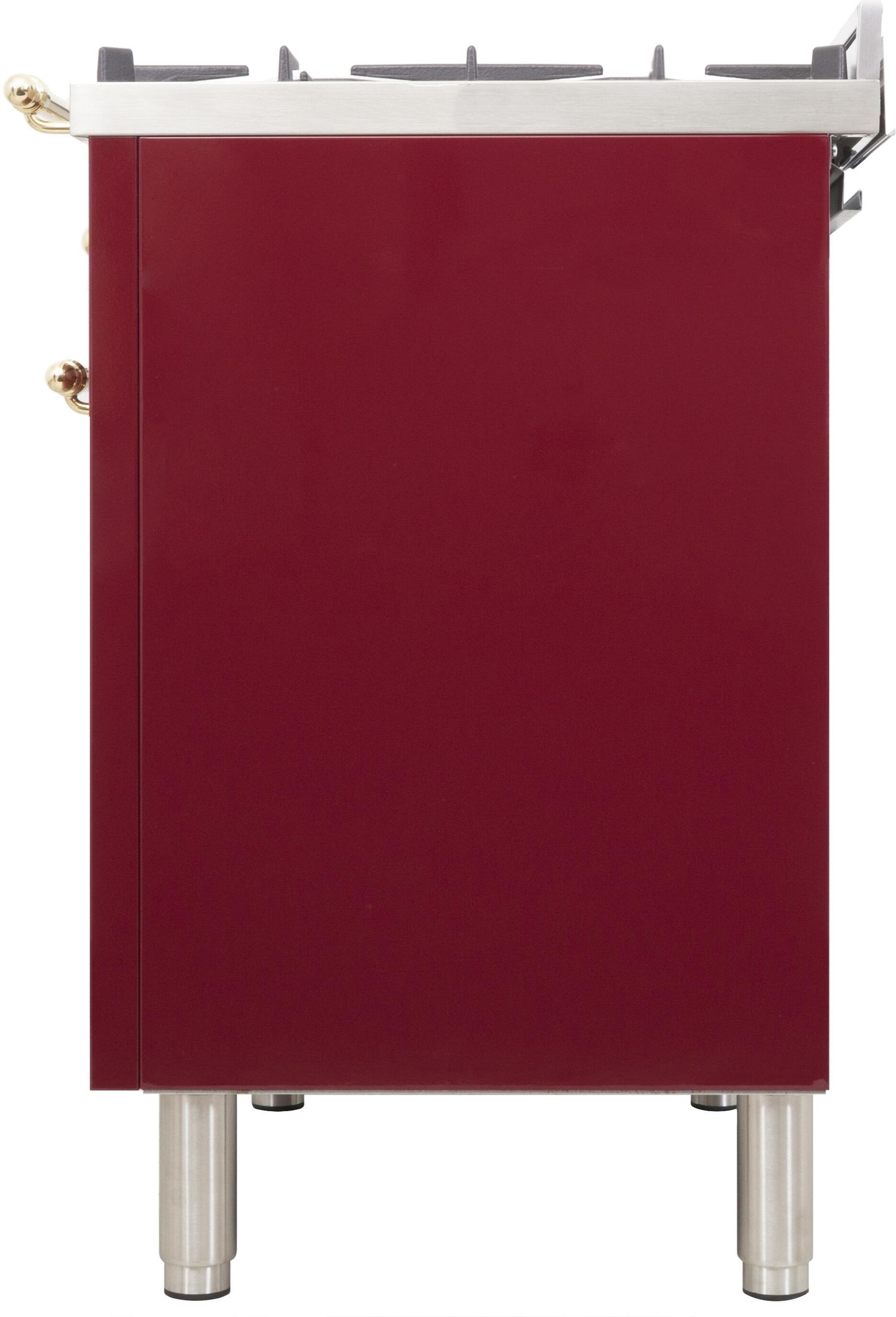 Ilve UPN120FDMPRBLP Liquid Propane In Burgundy W/ Brass Trim